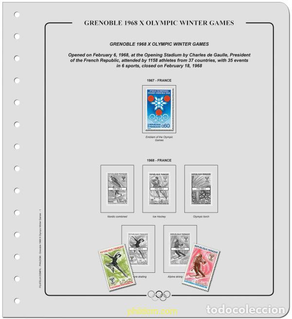 Sellos: Supl.Olimpiadas Invierno 1/10 Olim. Chamonix 1924 a Grenoble 1968.Tomo 2 Montado