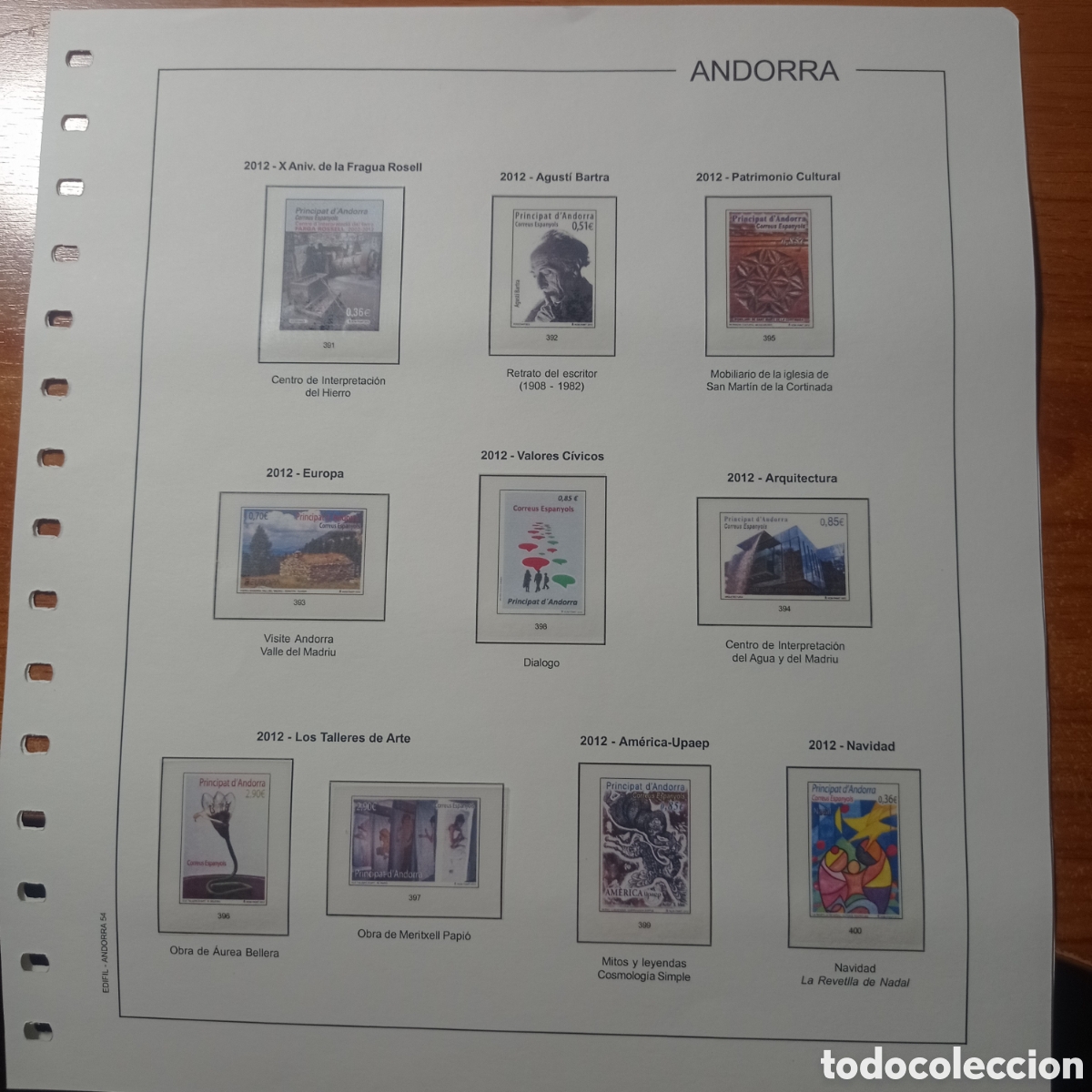 Sellos: Suplemento edifil 2012 Andorra espa&ntilde;ola montado blanco segunda mano