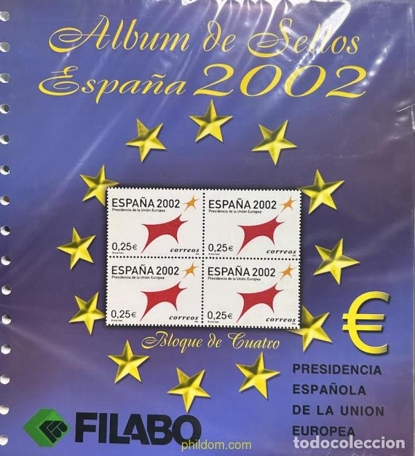 Sellos: Supl.Filabo Espa&ntilde;a 2002 m/b a&ntilde;o completo 2&ordf; mano (bloque de 4 sellos)