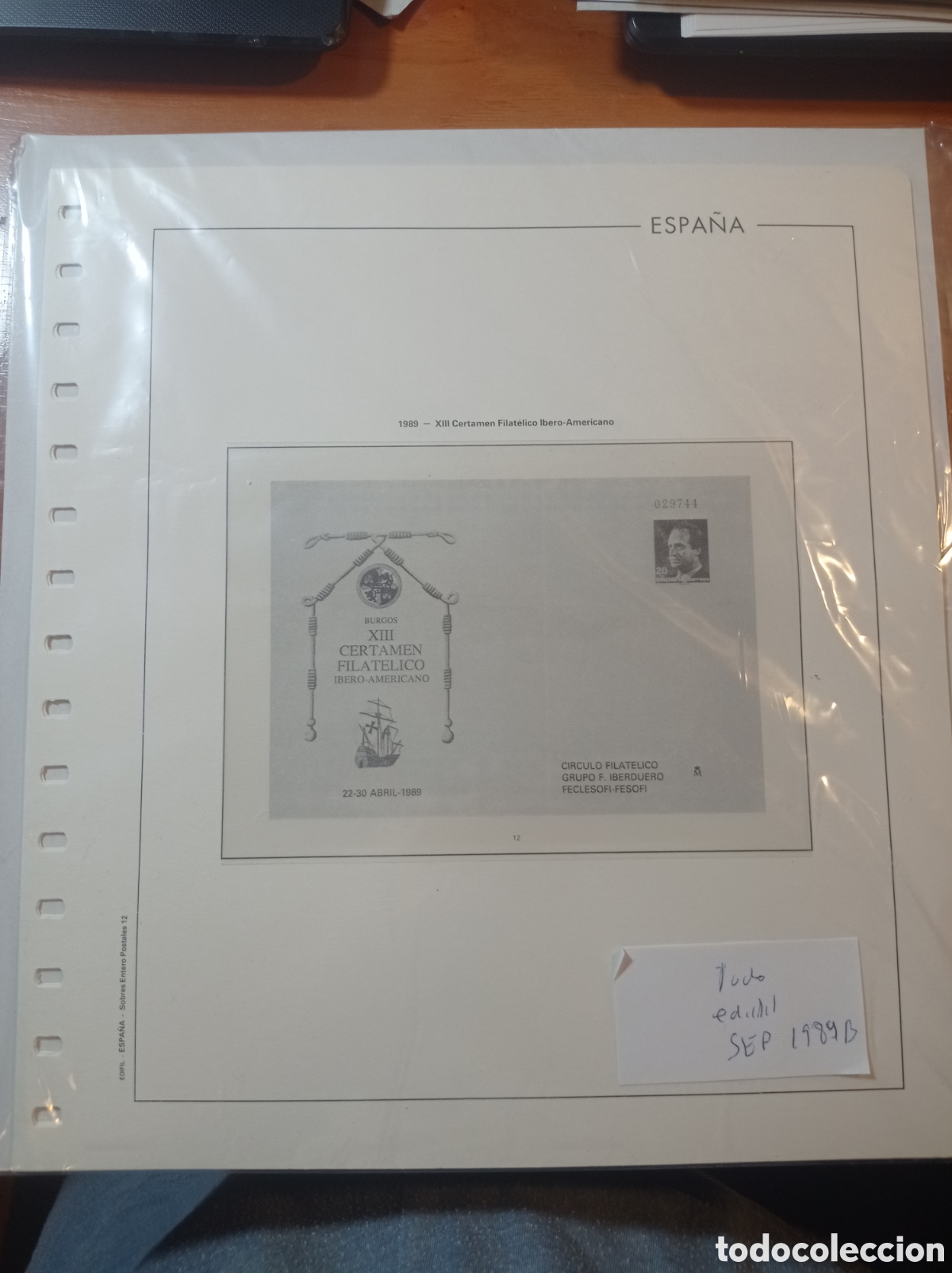 Sellos: Suplemento edifil 1989 sobre entero postal mo tado blanco segunda mano