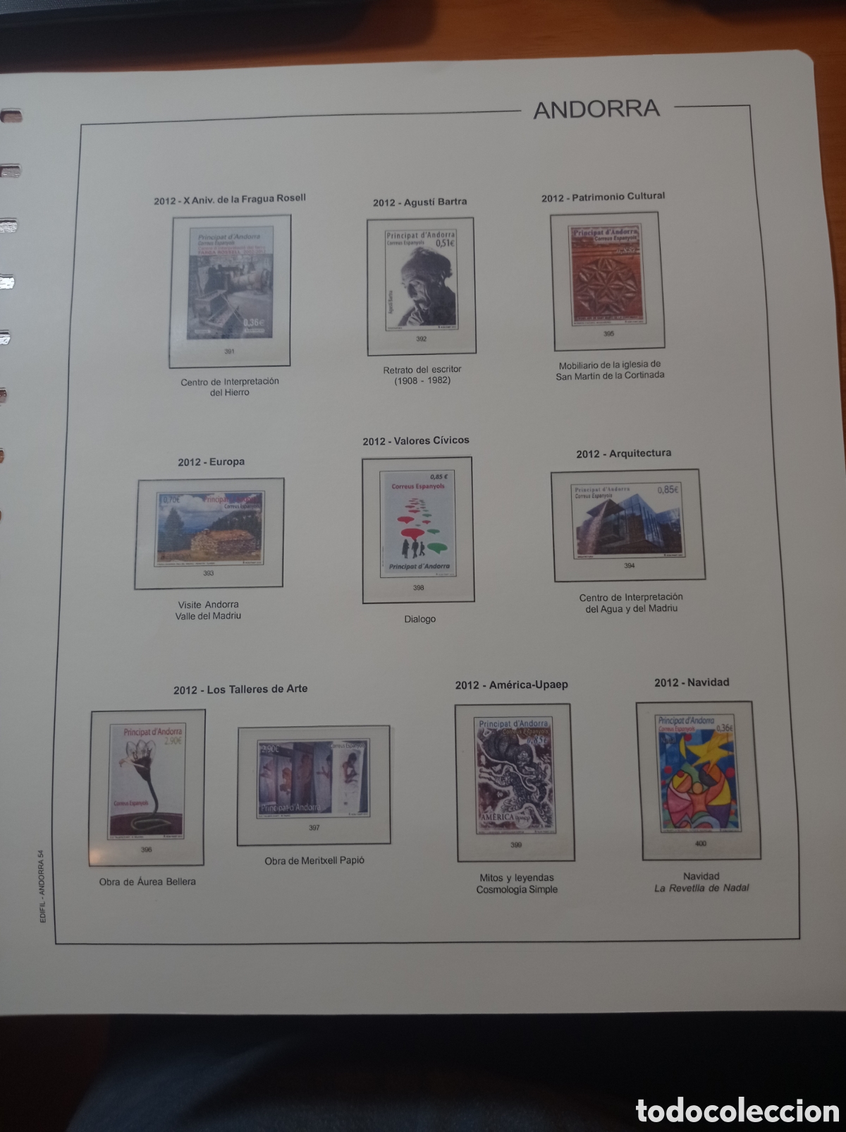 Sellos: Suplemento edifil 2012 Andorra espa&ntilde;ola montado blanco segunda mano