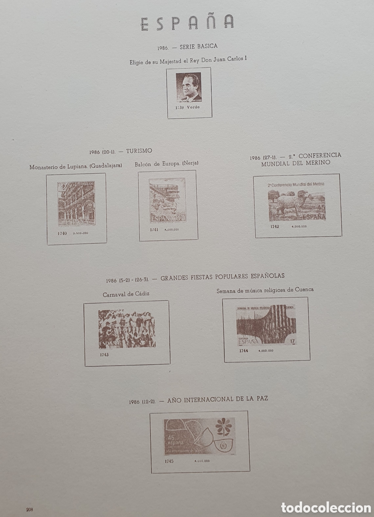 Briefmarken: 26 hojas Olegario n&uacute;meros 208 a 231. Sin montar y sin sellos. A&ntilde;os 1986 a 1988