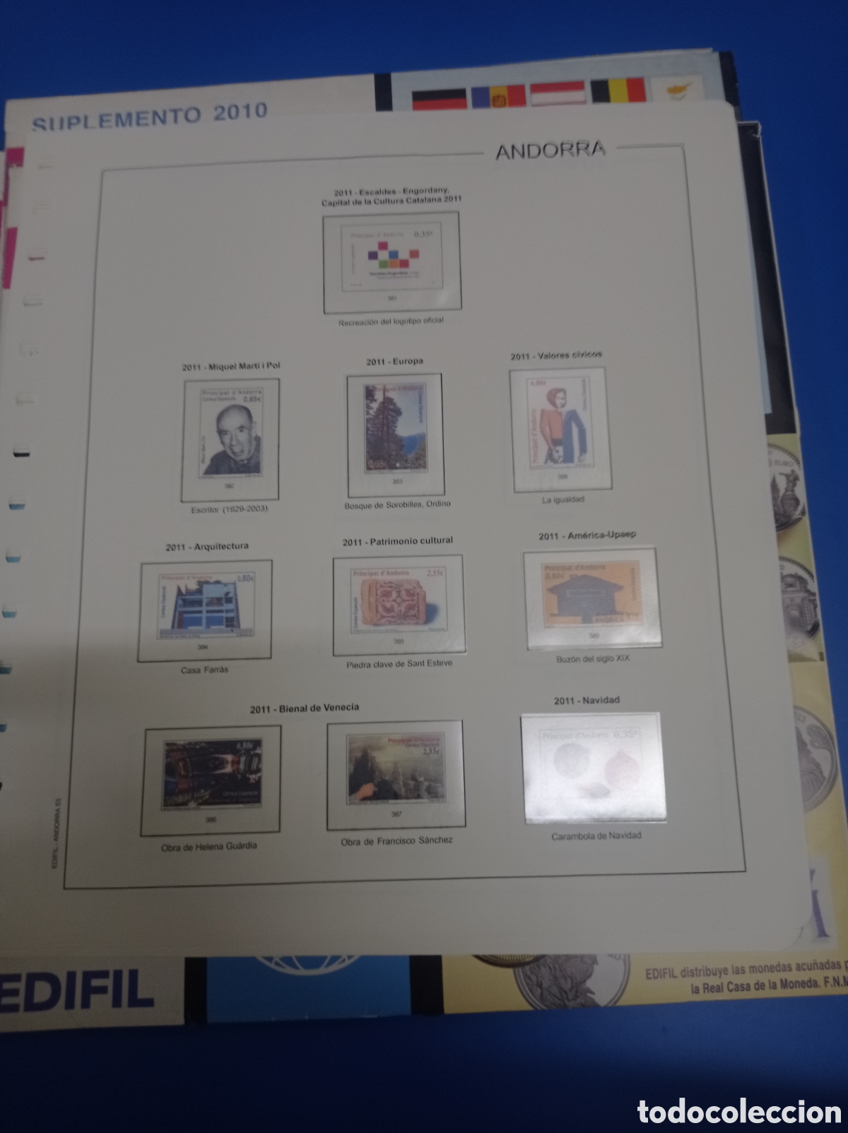 Sellos: Suplemento edifil 2011 Andorra espa&ntilde;ola montado blanco segunda mano