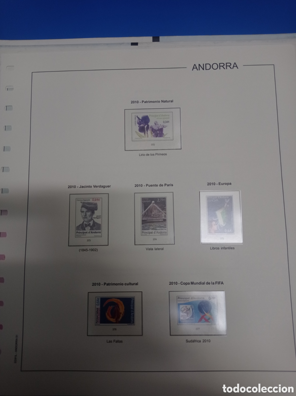 Sellos: Suplemento edifil 2010 Andorra espa&ntilde;ola montado blanco segunda mano
