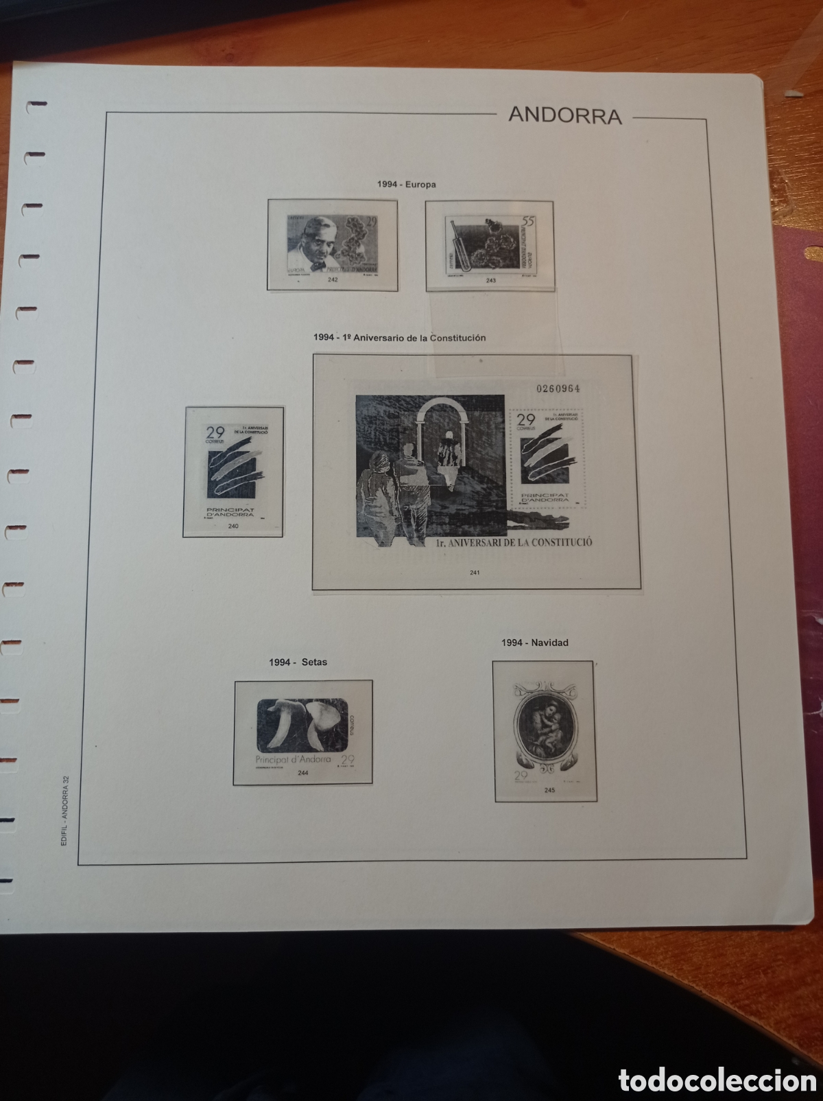 Sellos: Suplemento edifil. 1994 Andorra espa&ntilde;ola 1994 montado blanco segunda mano