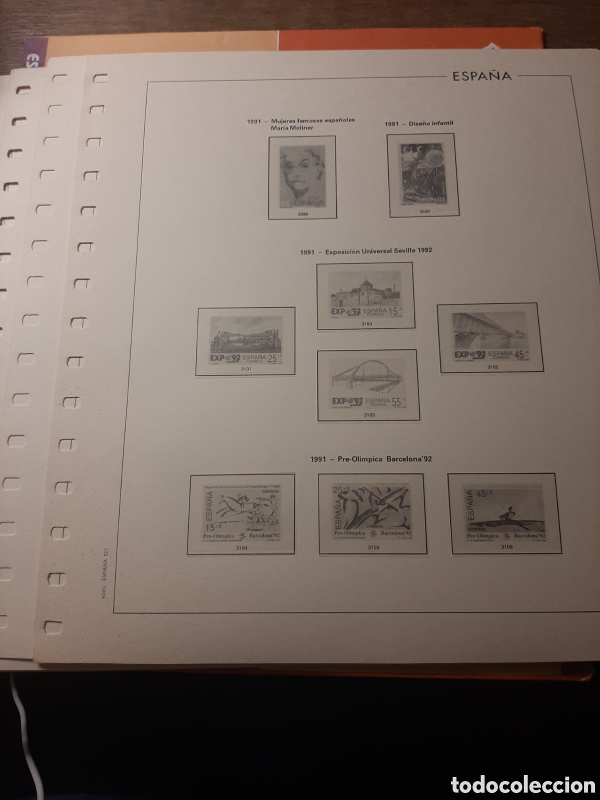 Sellos: Suplemento. HOJAS EDIFIL CANTO DORADO. A&ntilde;o 1991.