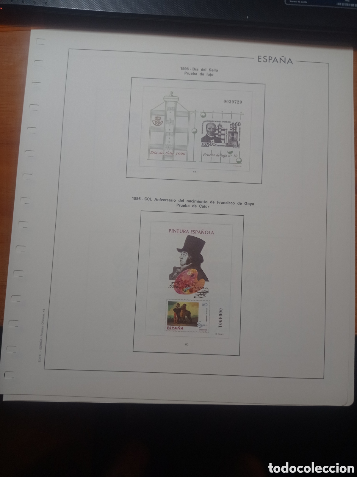 Sellos: Suplemento edifil 1996 pruebas sin montar