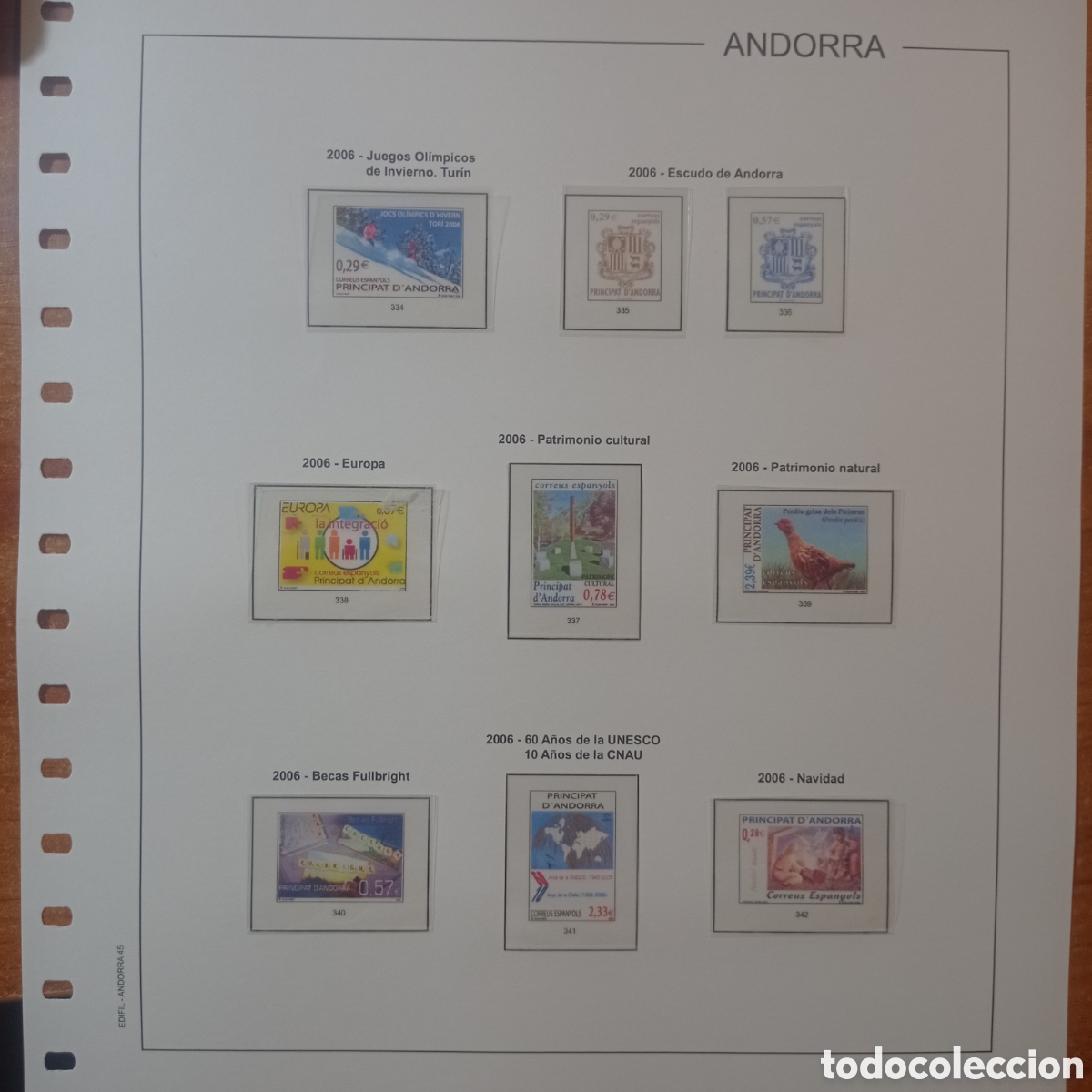 Sellos: Suplemento de edifil 2006 Andorra espa&ntilde;ola montado blanco segunda mano