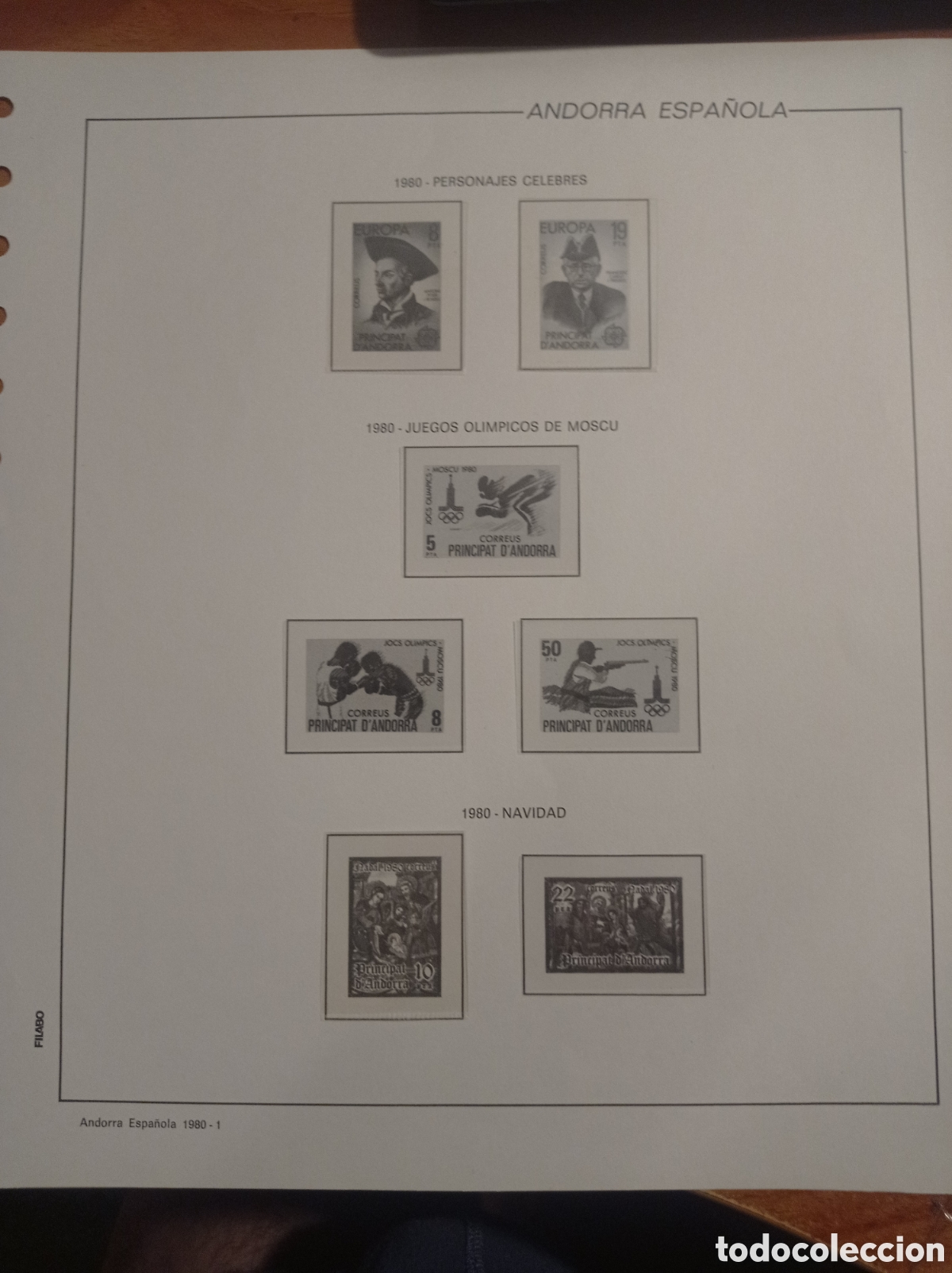 Sellos: Suplemento filabo 1980 Andorra espa&ntilde;ola montado blanco segunda mano