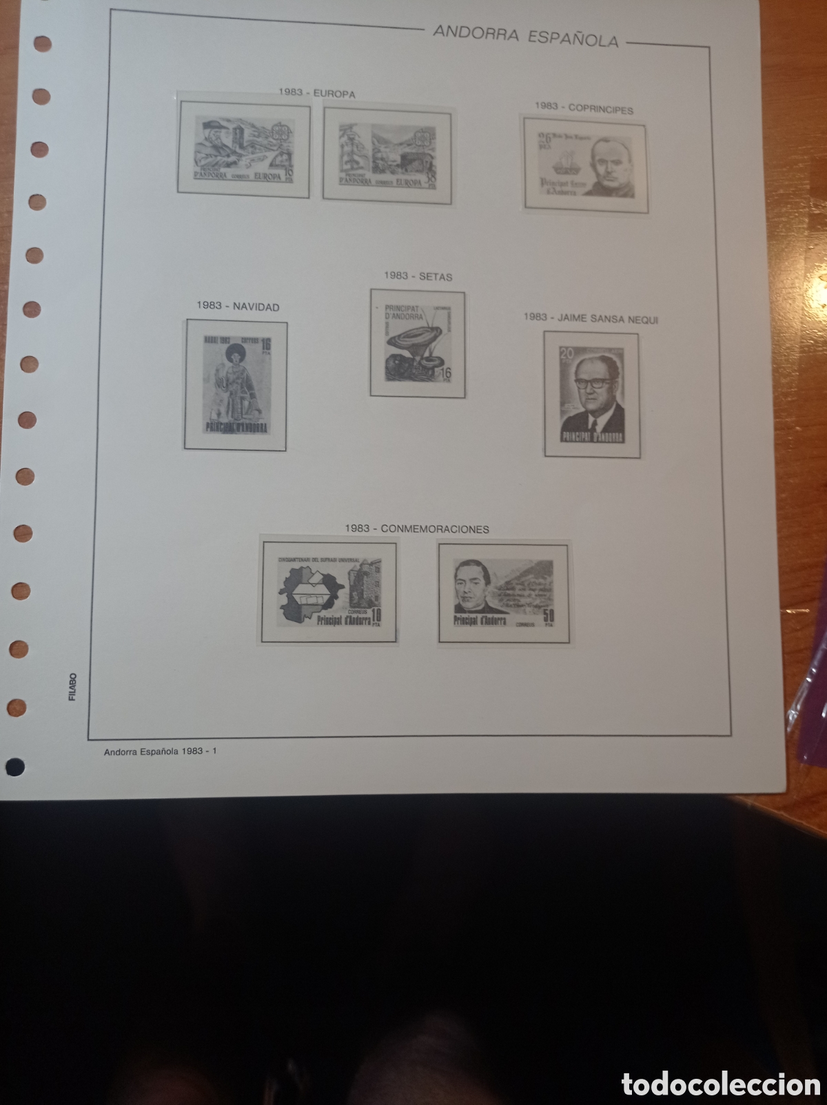 Sellos: Suplemento filabo 1983 Andorra espa&ntilde;ola montado blanco segunda mano