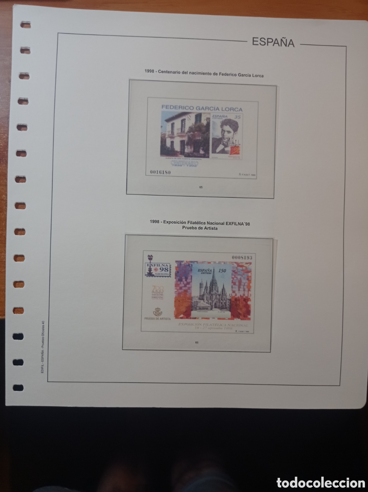 Sellos: Suplemento edifil 1998 pruebas montado blanco segunda mano