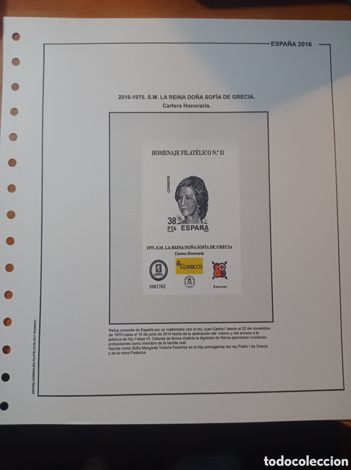 Sellos: Suplemento de Espa&ntilde;a 2016 anilla redonda homenaje filat&eacute;lico sin montar nuevo a estrenar