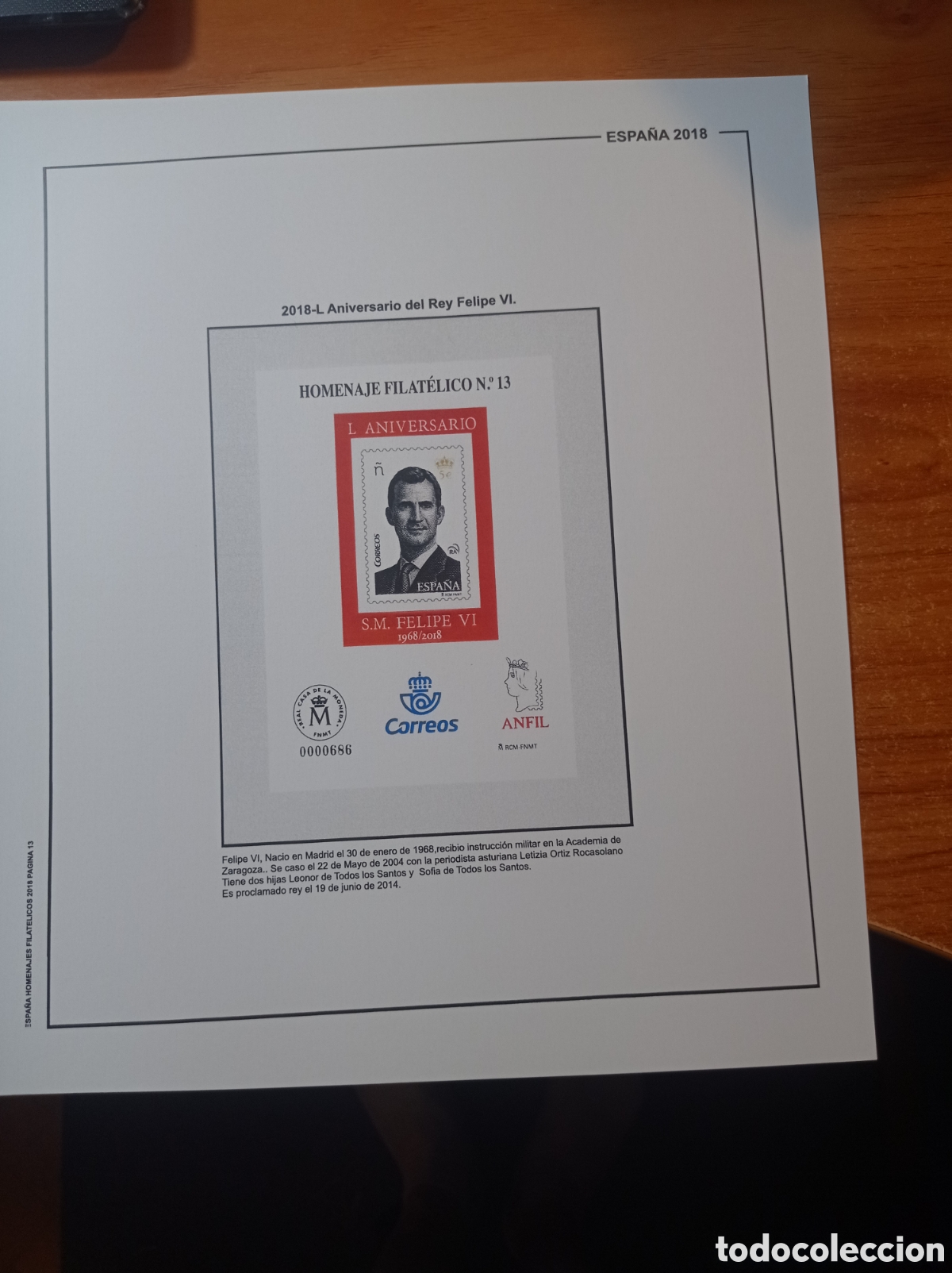 Sellos: Suplemento de Espa&ntilde;a 2018 anilla redonda homenaje filat&eacute;lico nuevo a estrenar