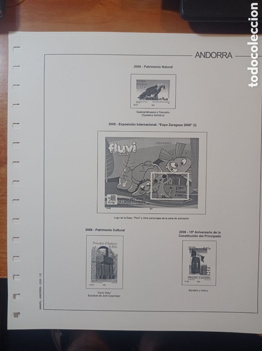Sellos: Suplemento manfil 2008 Andorra espa&ntilde;ola sin montar segunda mano
