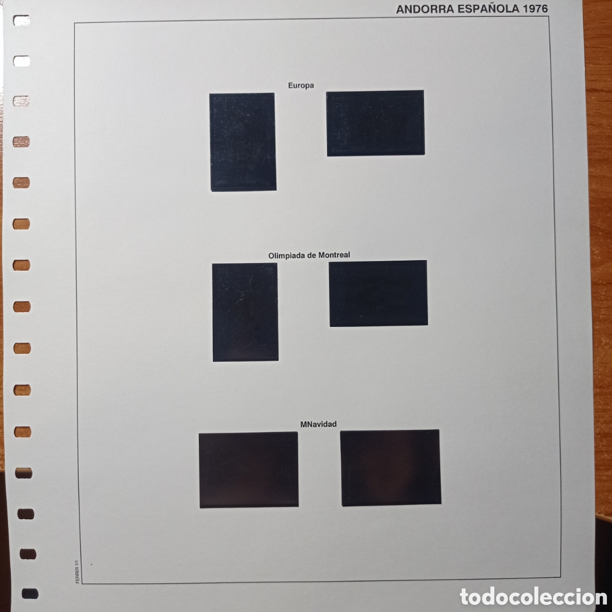 Sellos: Suplemento Ferrer 1976 Andorra espa&ntilde;ola montado negro segunda mano