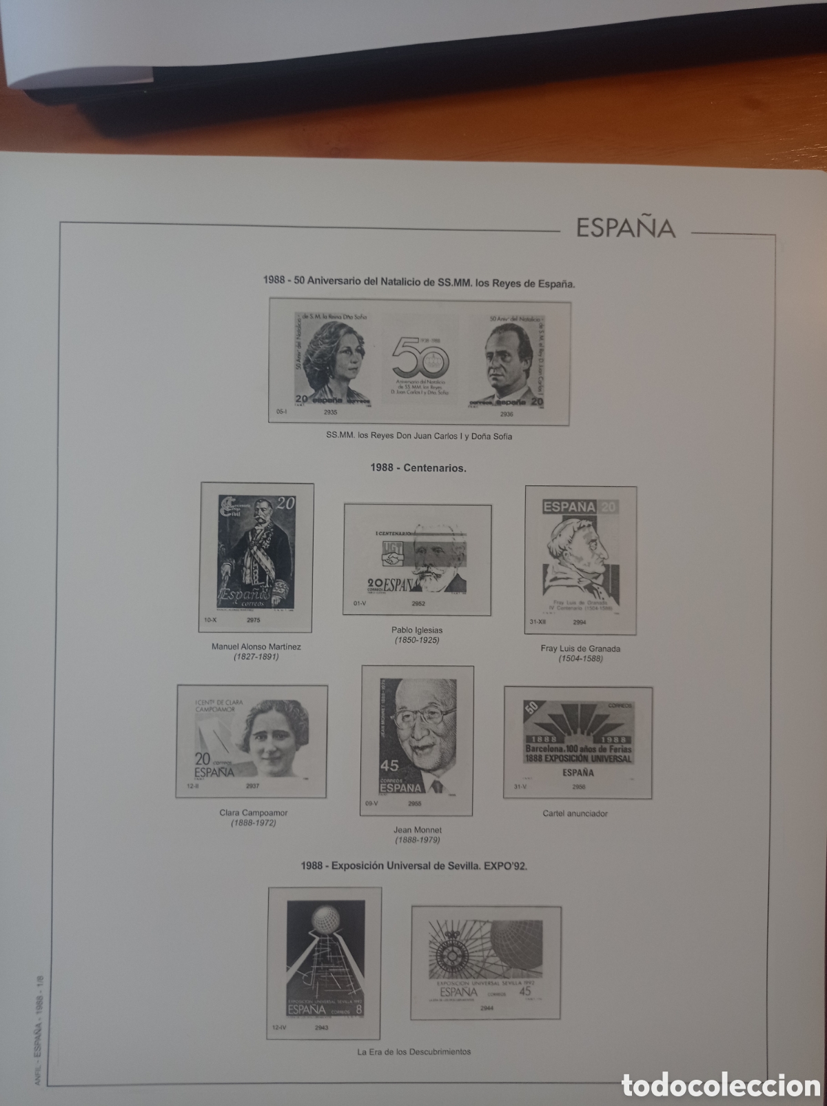 Sellos: Suplemento manfil 1988 montado blanco segunda man