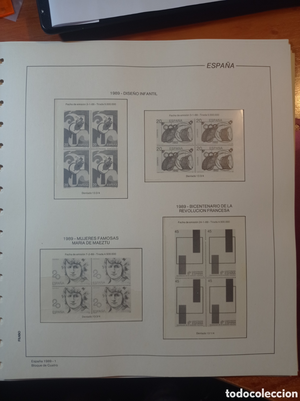 Sellos: Suplemento filabo 1989 bloque de cuatro montado blanco segunda mano