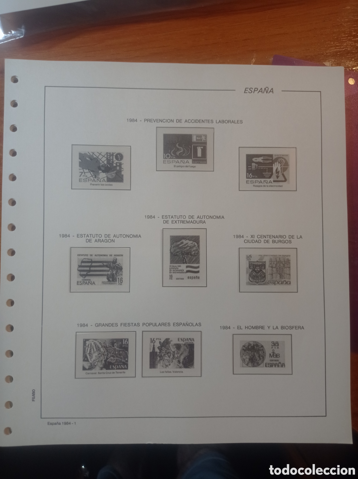 Sellos: Suplemento filabo 1984 montado negro segunda mano