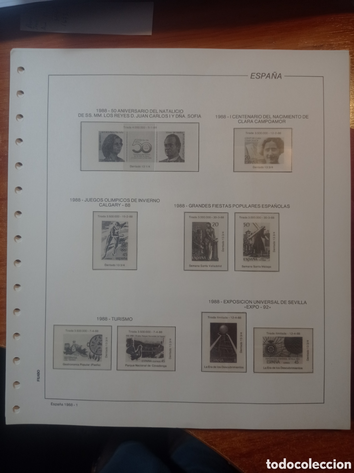 Sellos: Suplemento filabo 1988 montado blanco segunda mano
