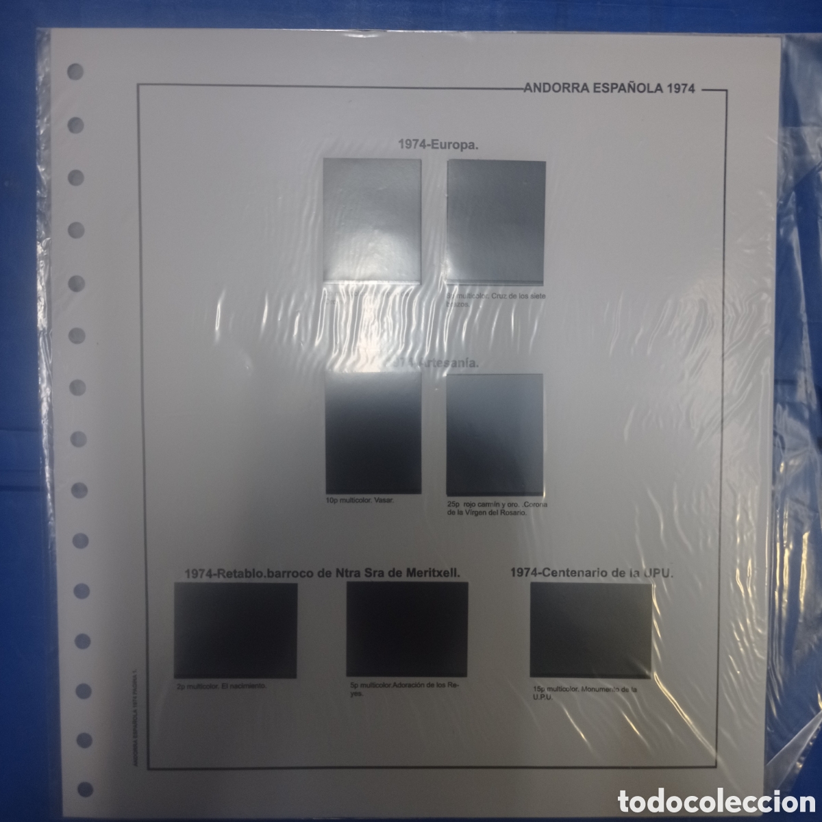 Sellos: Suplemento de Andorra espa&ntilde;ola 1974 montado negro segunda mano
