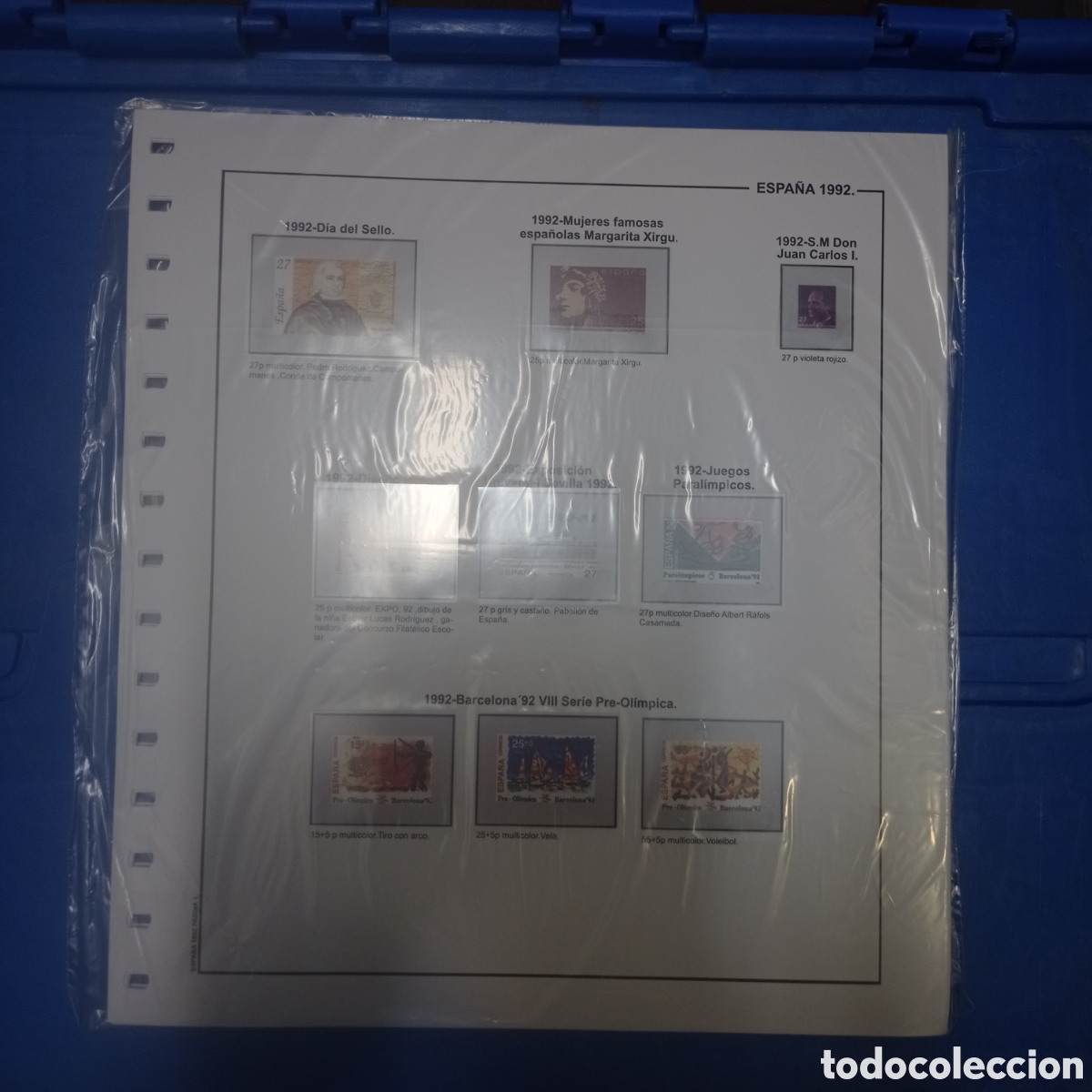 Sellos: Suplemento de Espa&ntilde;a 1992 anilla el&iacute;ptica montado blanco segunda mano