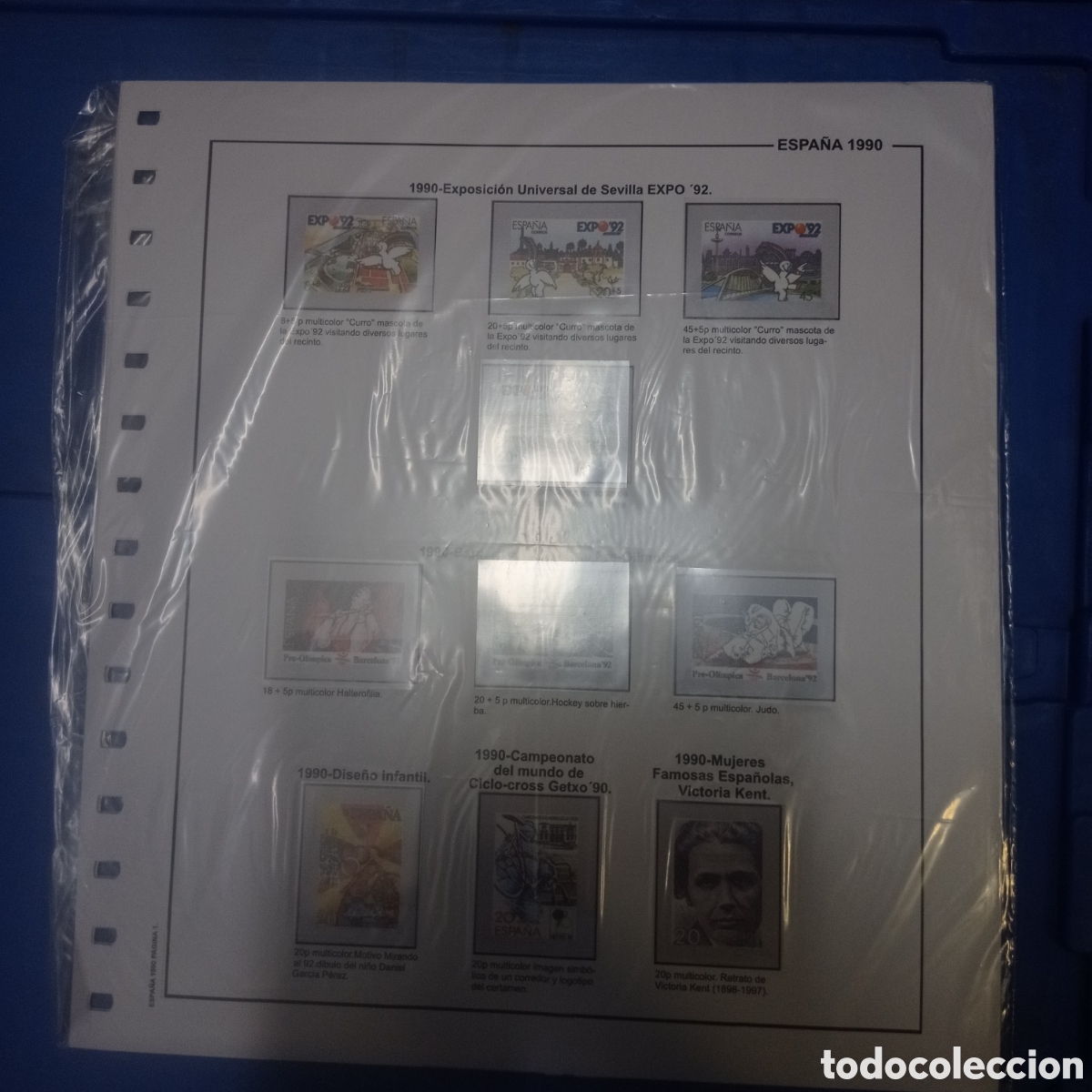 Sellos: Suplemento de Espa&ntilde;a 1990 anilla el&iacute;ptica montado blanco segunda mano