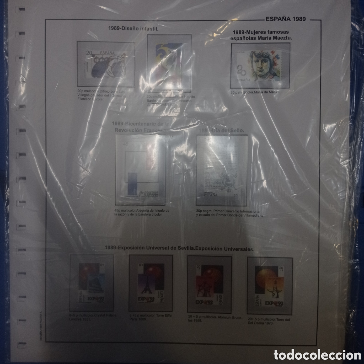 Sellos: Suplemento de Espa&ntilde;a 1989 anilla el&iacute;ptica montado blanco segunda mano
