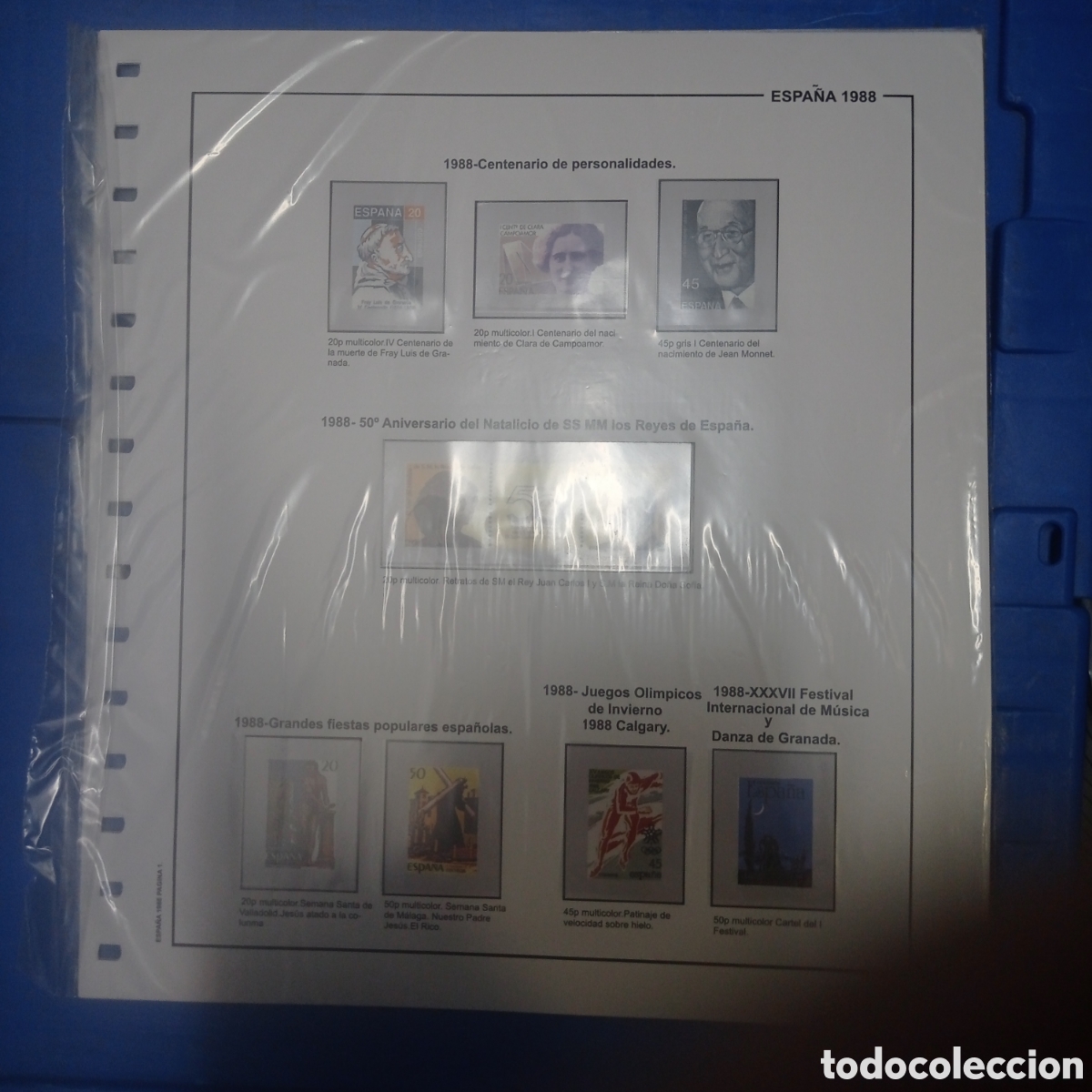 Sellos: Suplemento de Espa&ntilde;a 1988 anilla el&iacute;ptica montado blanco segunda mano