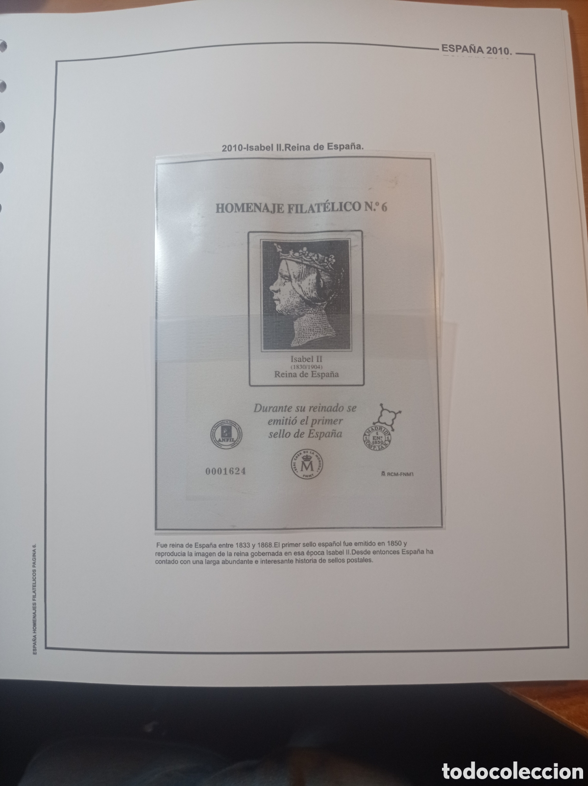 Sellos: Suplemento de Espa&ntilde;a 2010 homenaje filat&eacute;lico Isabel ll anilla redonda nuevo a estrenar