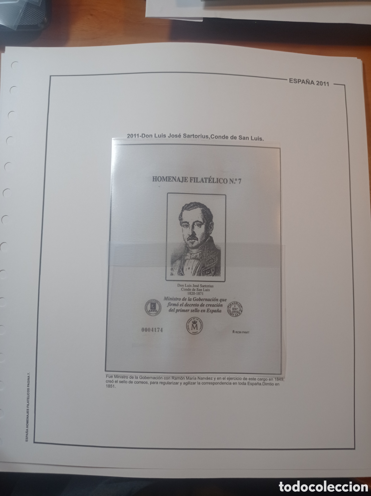 Sellos: Suplemento de Espa&ntilde;a 2011 homenaje filat&eacute;lico jose sartuirus c&oacute;rdoba anilla redonda nuevo a estrena