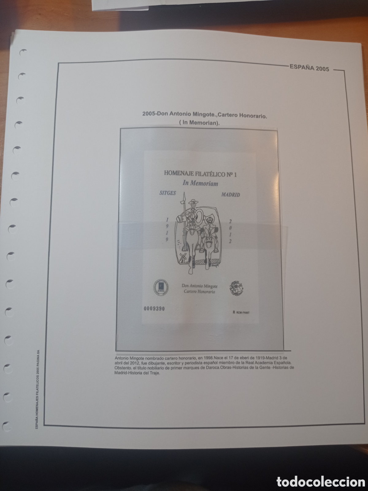 Sellos: Suplemento de Espa&ntilde;a. 2005 homenaje filat&eacute;lico 2005 Antonio mingote montado blanco segunda mano