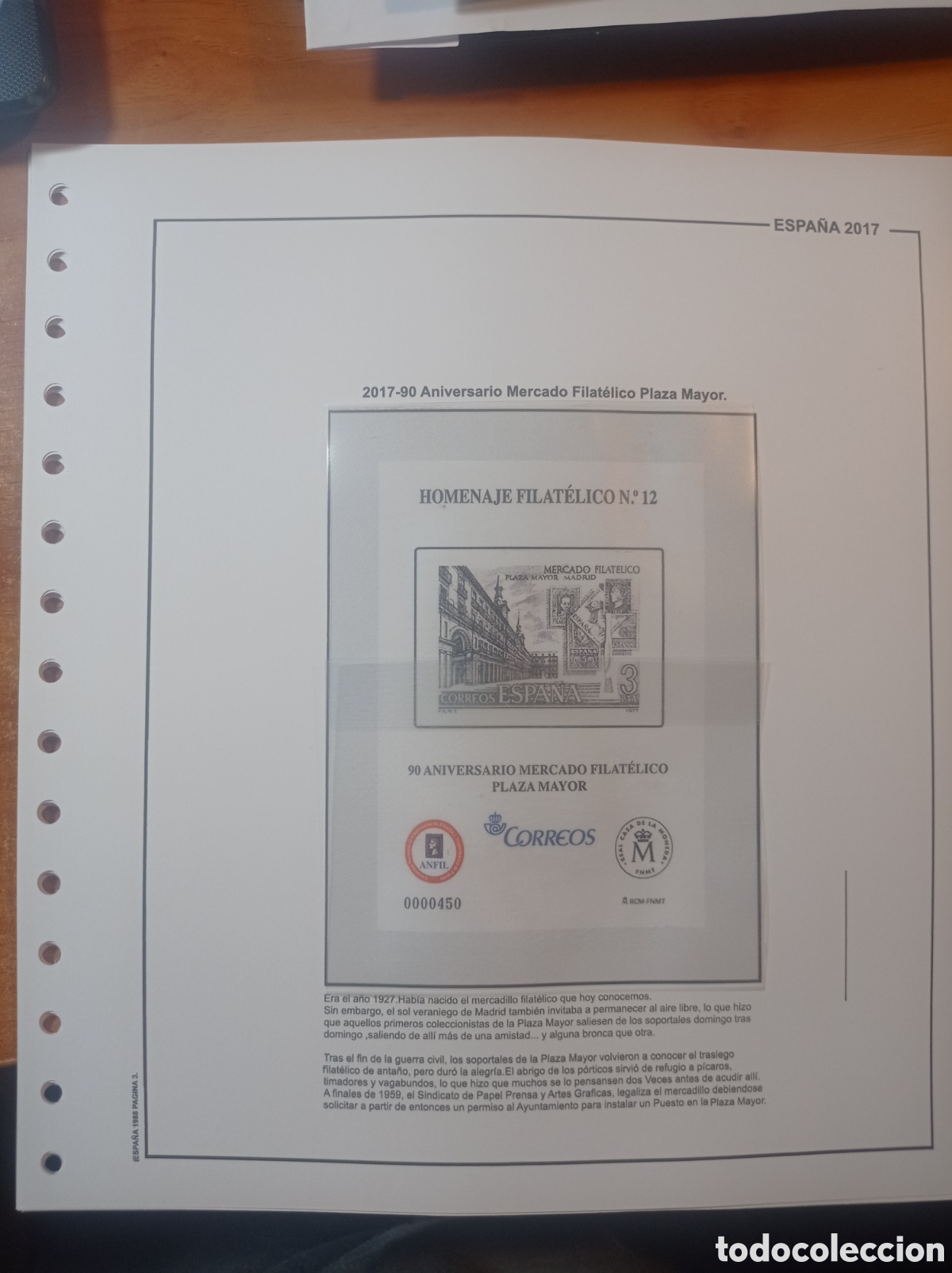 Sellos: Suplemento de Espa&ntilde;a 2017 homenaje filat&eacute;lico aniv del mercado plaza mayor