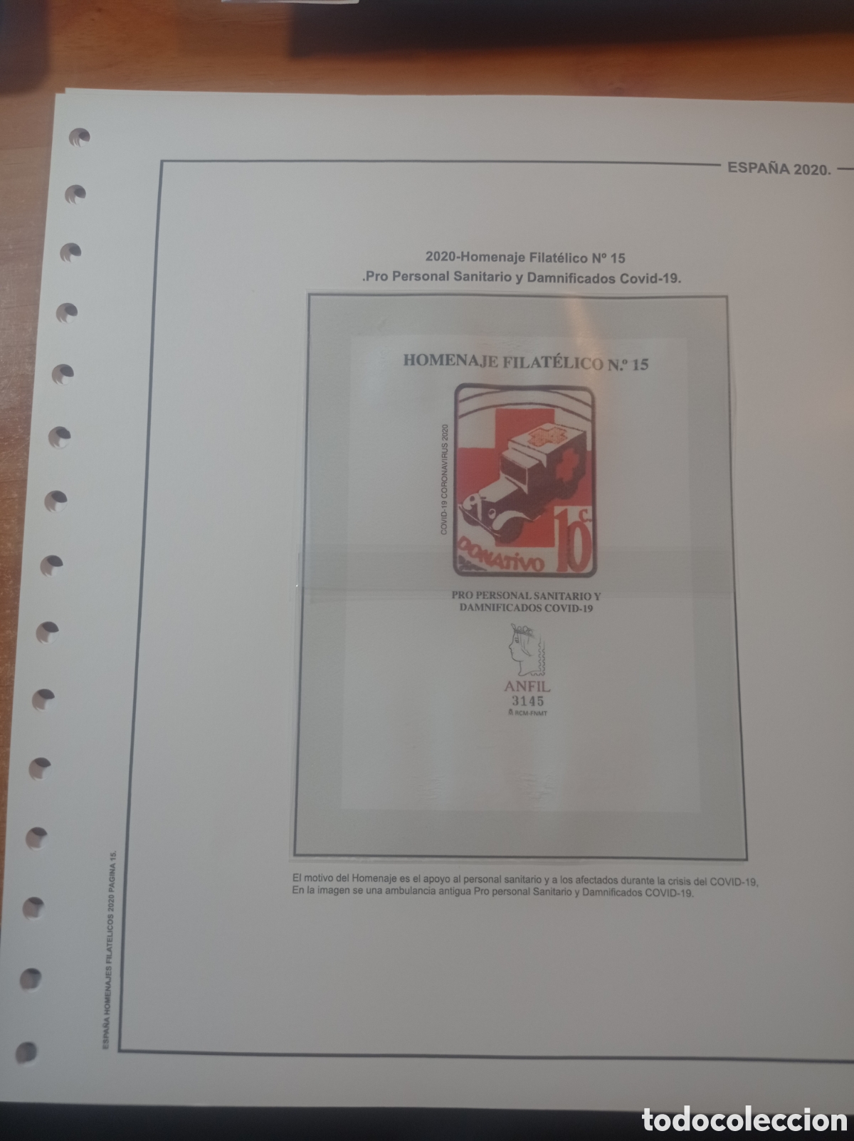 Sellos: Suplemento de Espa&ntilde;a 2020 homenaje filat&eacute;lico personal sanitario anilla redonda montado blanco nuevo