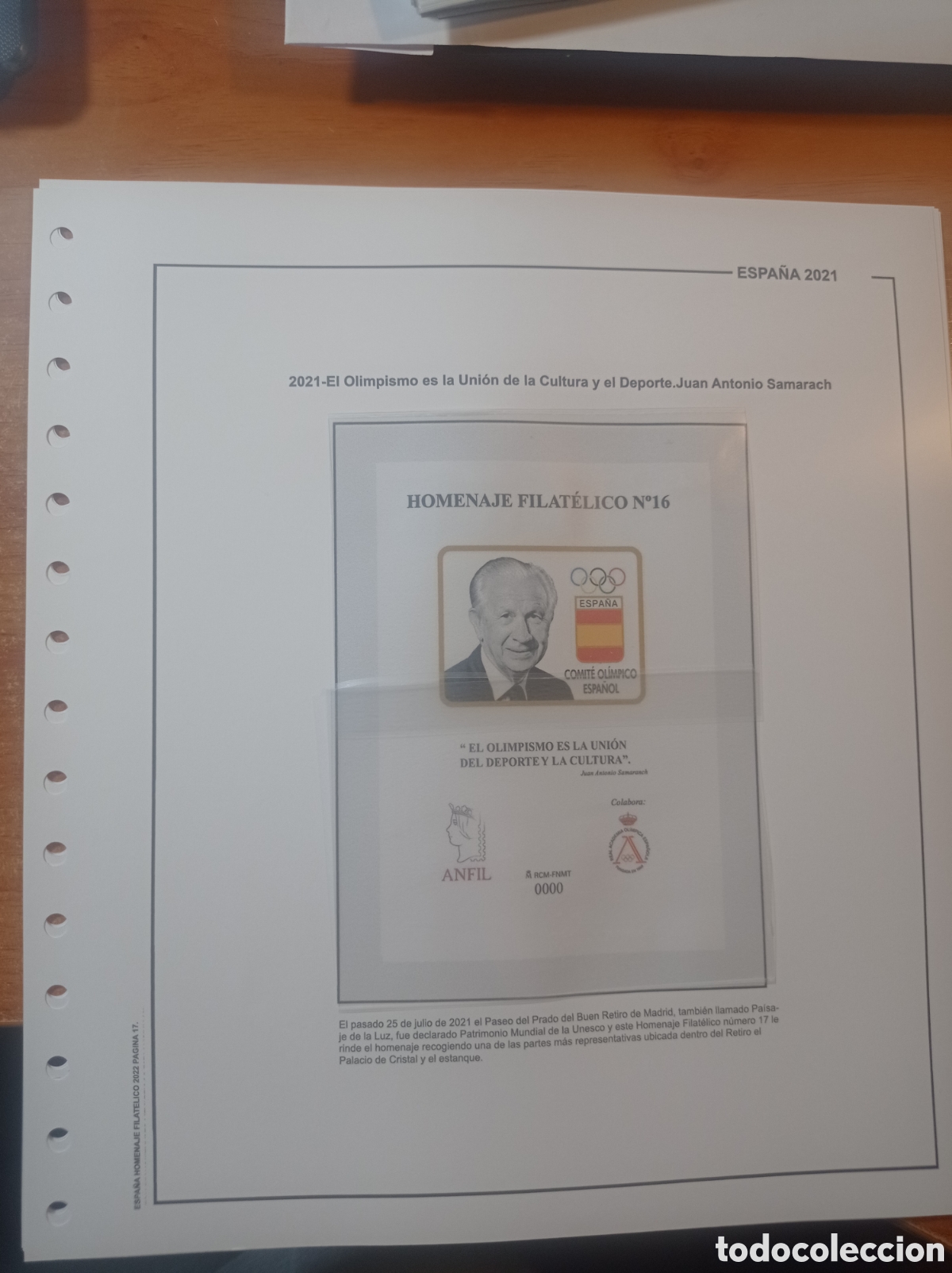Sellos: Suplemento de Espa&ntilde;a 2021 homenaje filat&eacute;lico deporte juan Antonio samqtach anilla redonda montado b