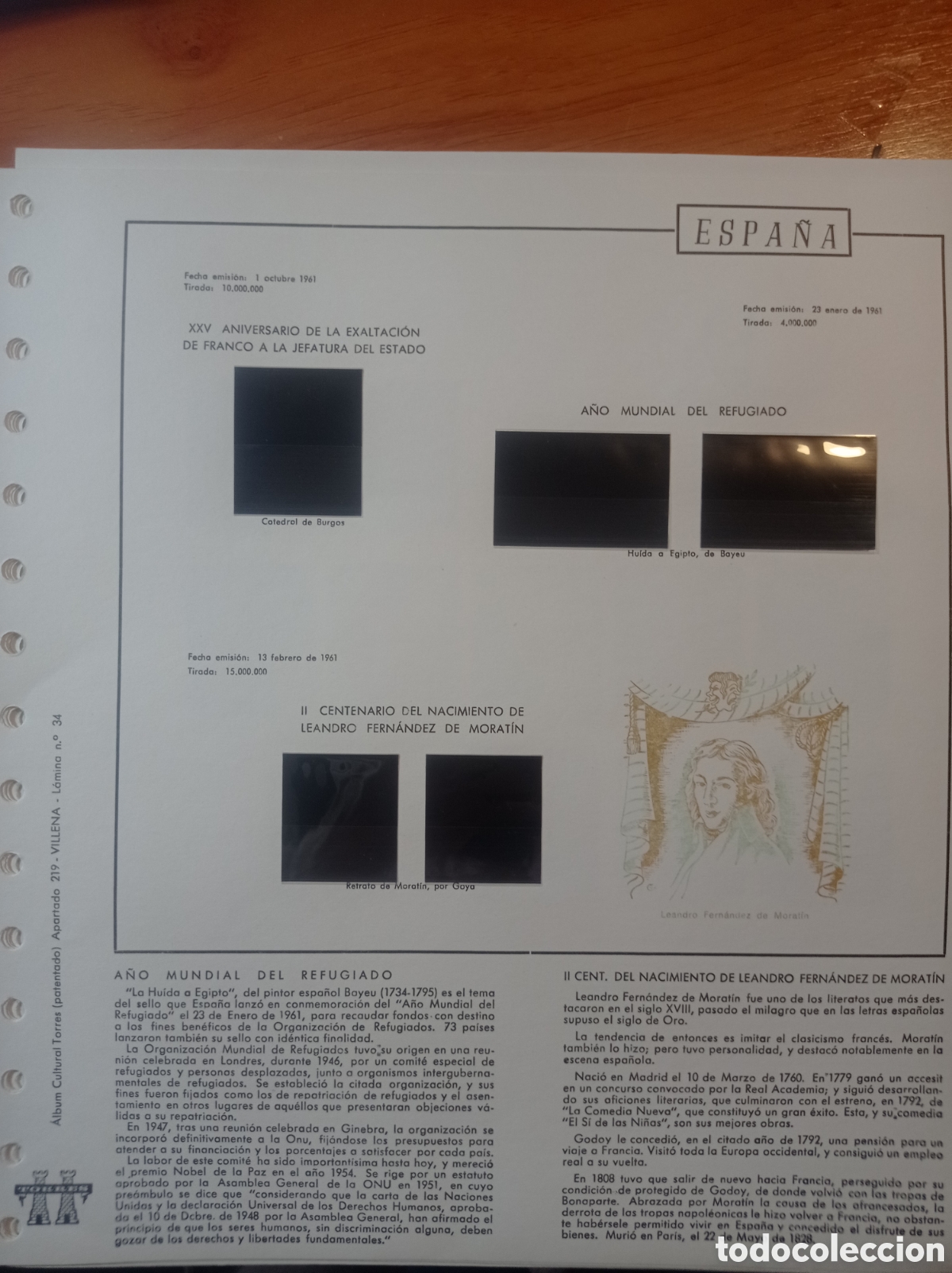 Sellos: Suplemento torres 1961 montado negro segunda mano