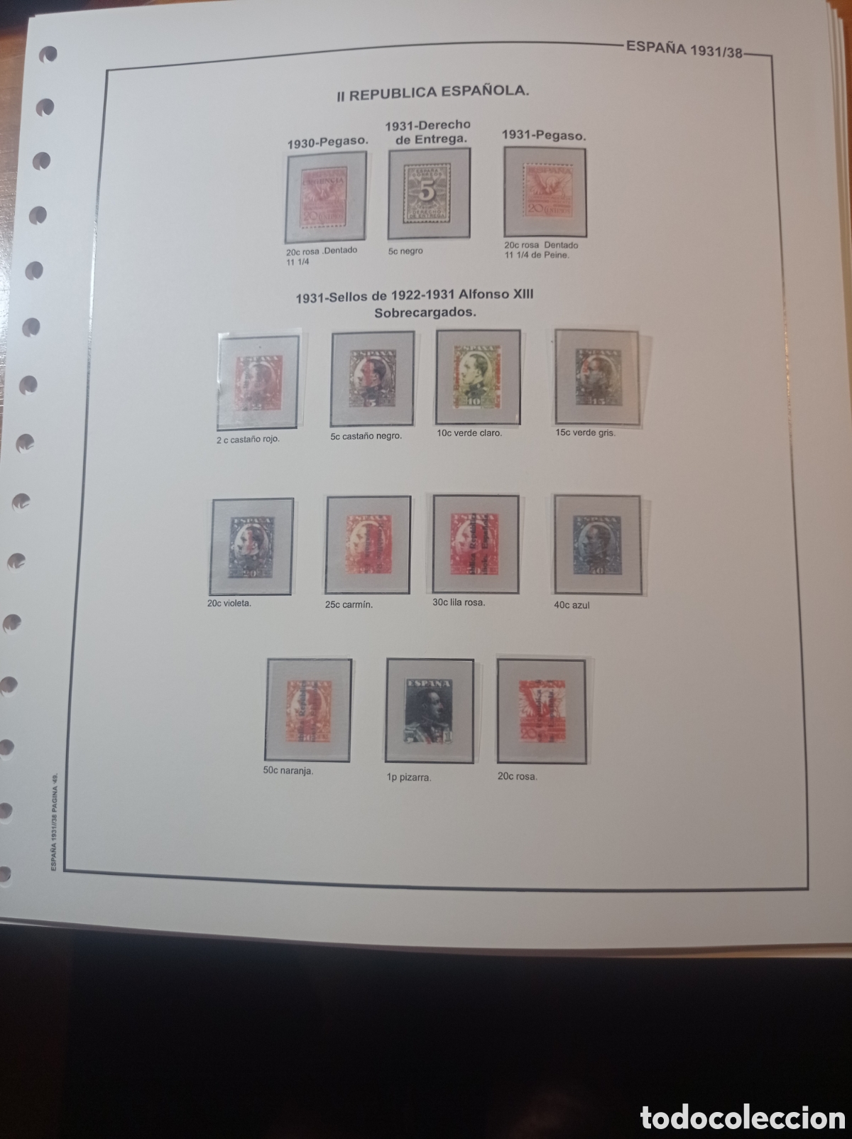Sellos: Suplemento de Espa&ntilde;a 1931/38 anilla redonda montado blanco segunda mano