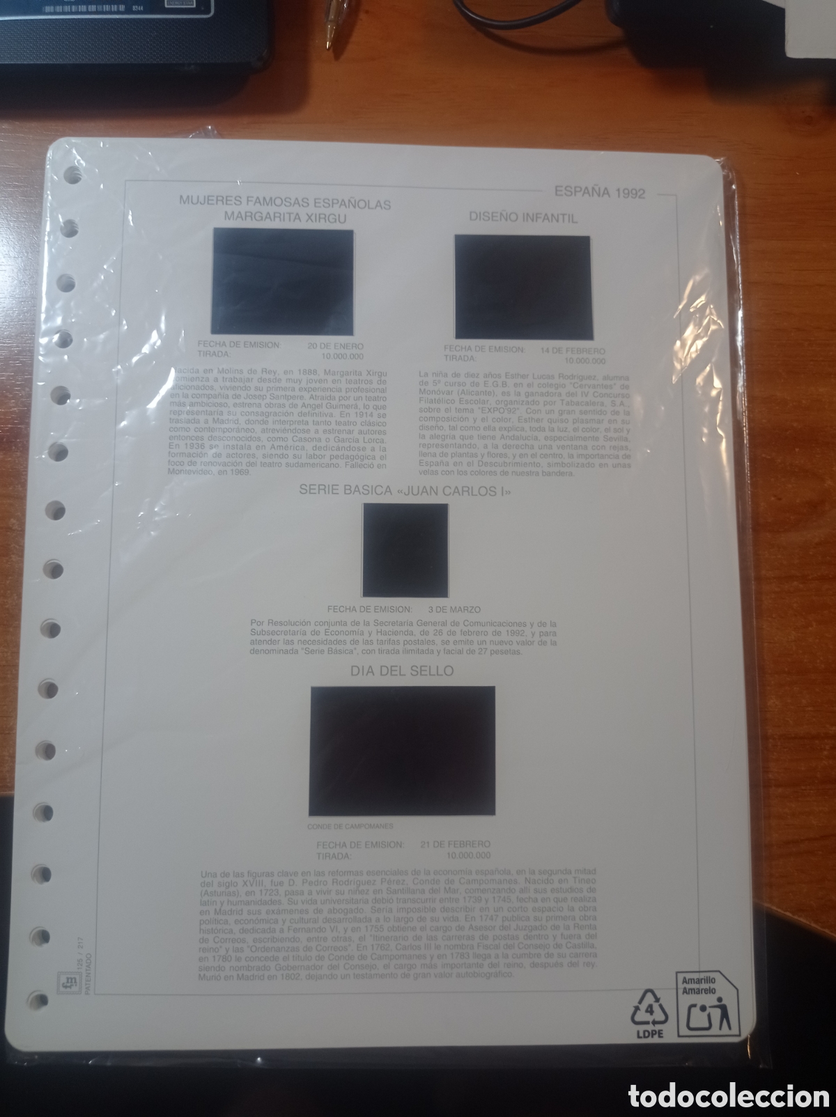 Sellos: Suplemento FM 1992 15 anillas 23.5x30 montado negro segunda mano