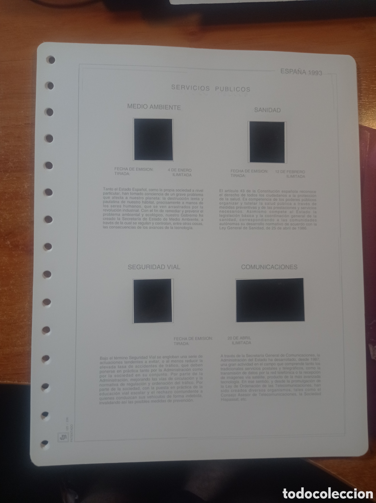 Sellos: Suplemento FM 1993 23.5x30 15 anillas. Montado negro segunda mano