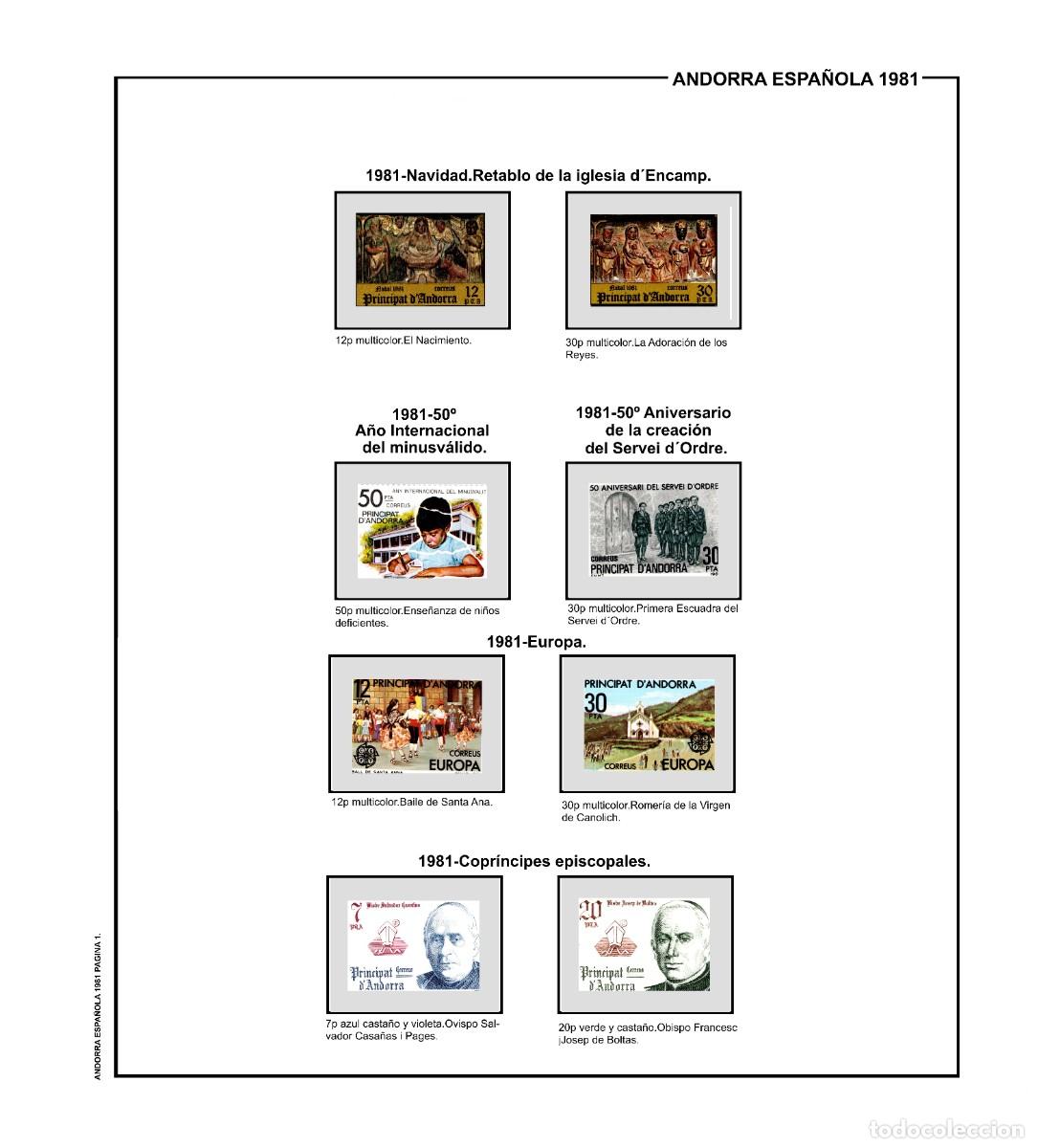 Sellos: SUPLEMENTO DE ANDORRA ESPA&Ntilde;OLA 1981 MONTADO EN NEGRO NUEVO A ESTRENAR