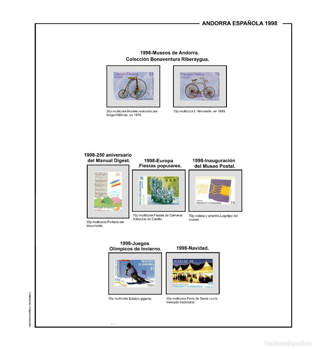 Sellos: SUPLEMENTO DE ANDORRA ESPA&Ntilde;OLA 1998 ANILLA ELIPTICA MONTADO BLANCO NUEVO A ESTRENAR