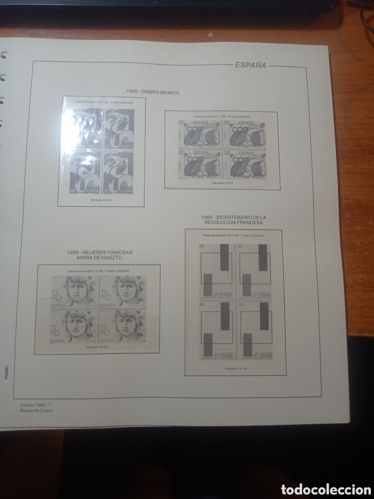 Sellos: Suplemento filabo 1989 bloque de cuatro montado blanco segunda mano