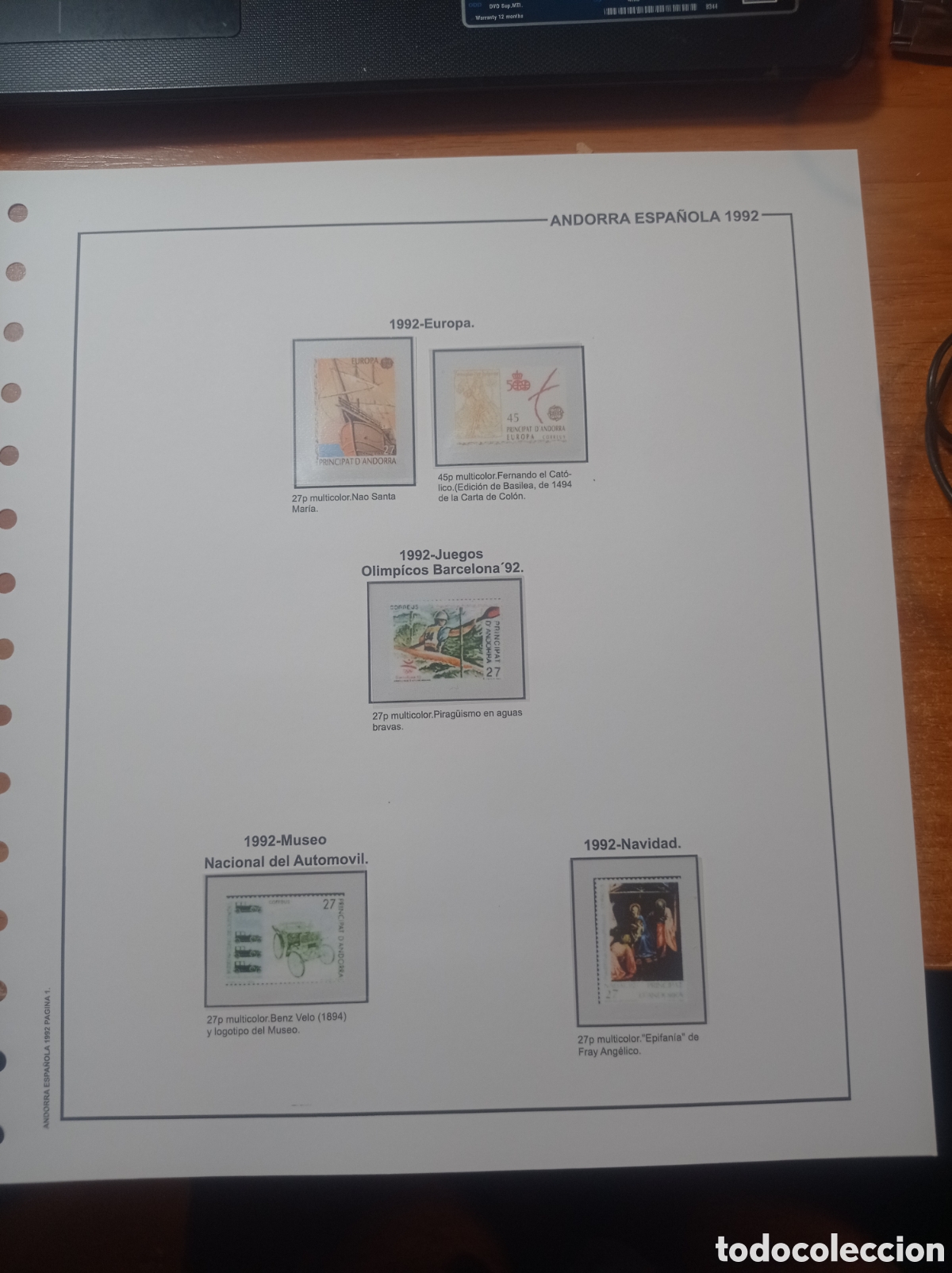 Sellos: Suplemento de Andorra espa&ntilde;ola 1993 anilla redonda montado blanco segunda mano