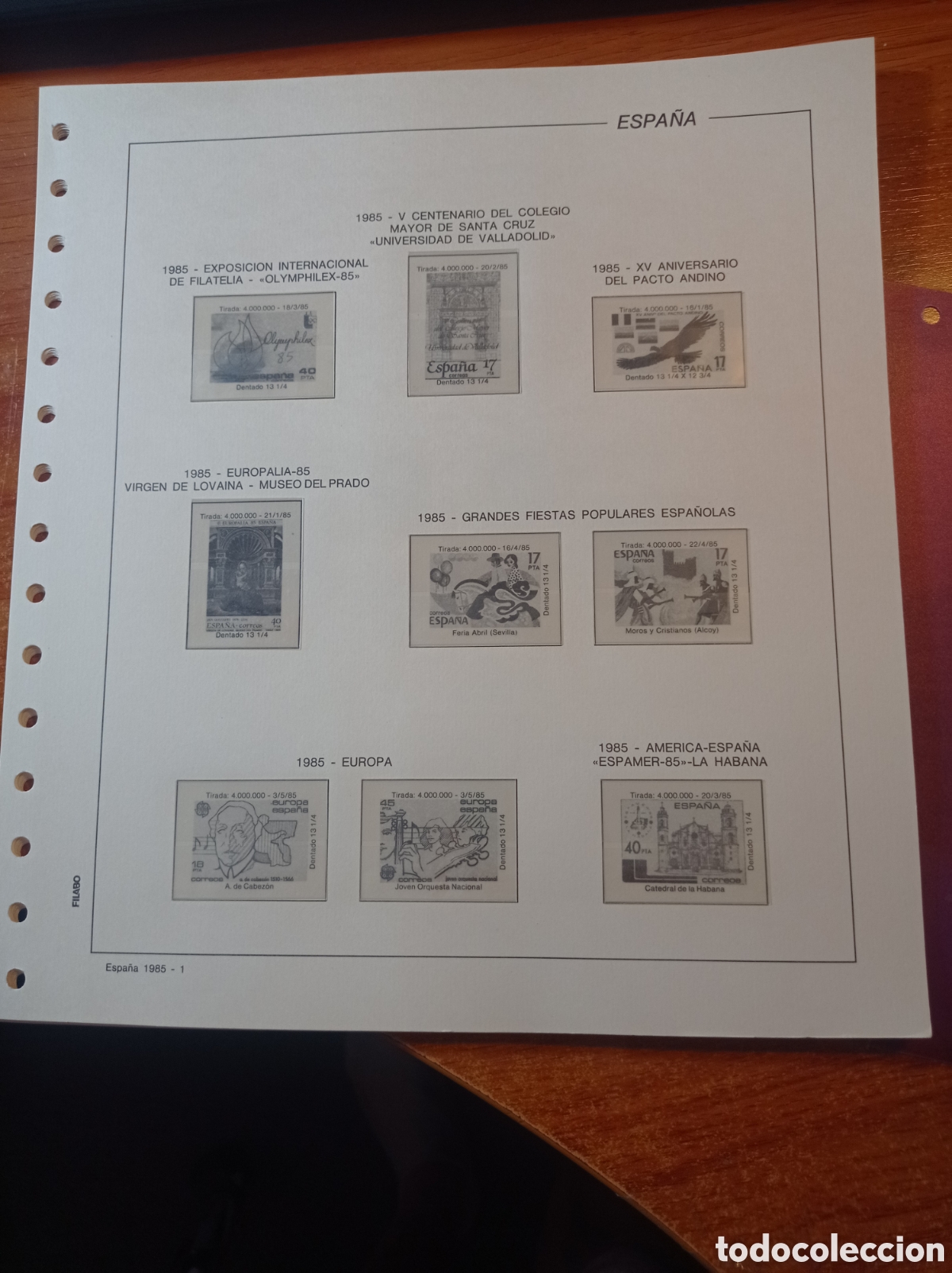Sellos: Suplemento filabo 1985 montado blanco hefar segunda mano