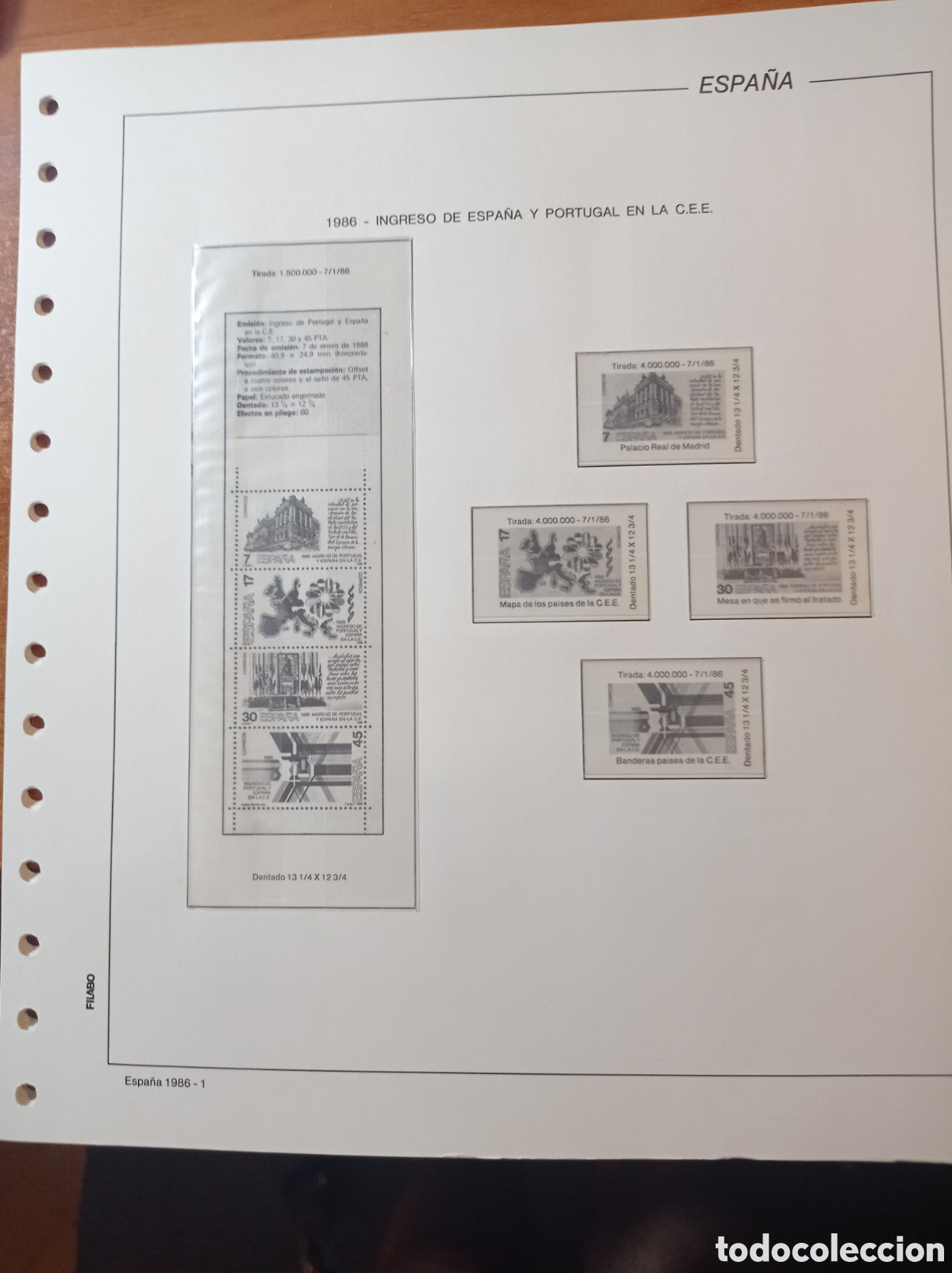 Sellos: Suplemento filabo 1986 montado blanco segunda mano