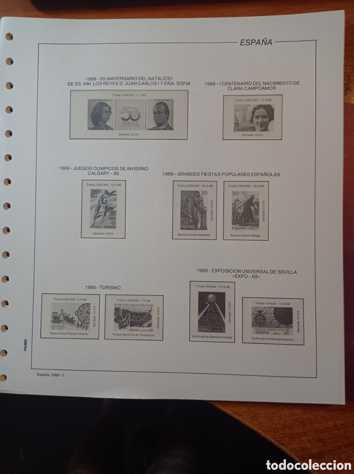 Sellos: Suplemento filabo 1988 montado blanco segunda mano
