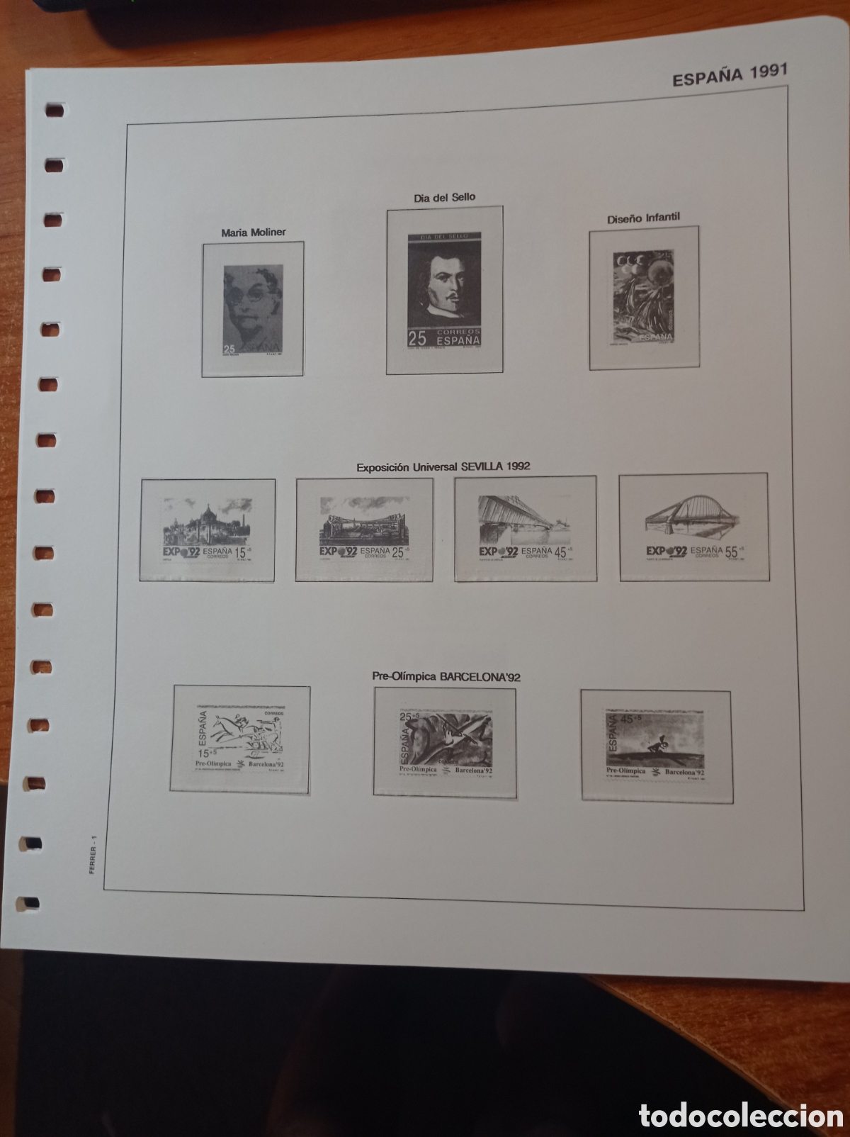 Sellos: Suplemento Ferrer 1991 montado blanco segunda mano