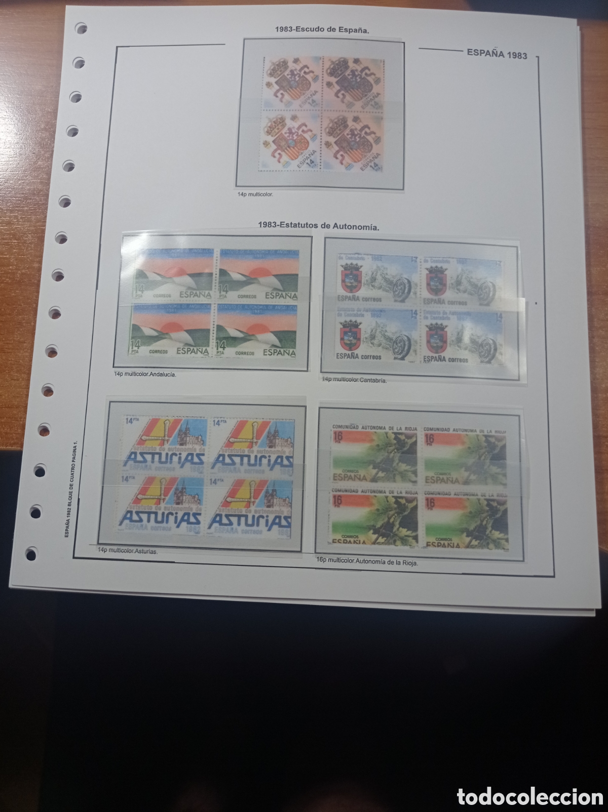 Sellos: Suplemento de Espa&ntilde;a 1983 anilla redonda bloque de cuatro montado blanco nuevo a estrenar