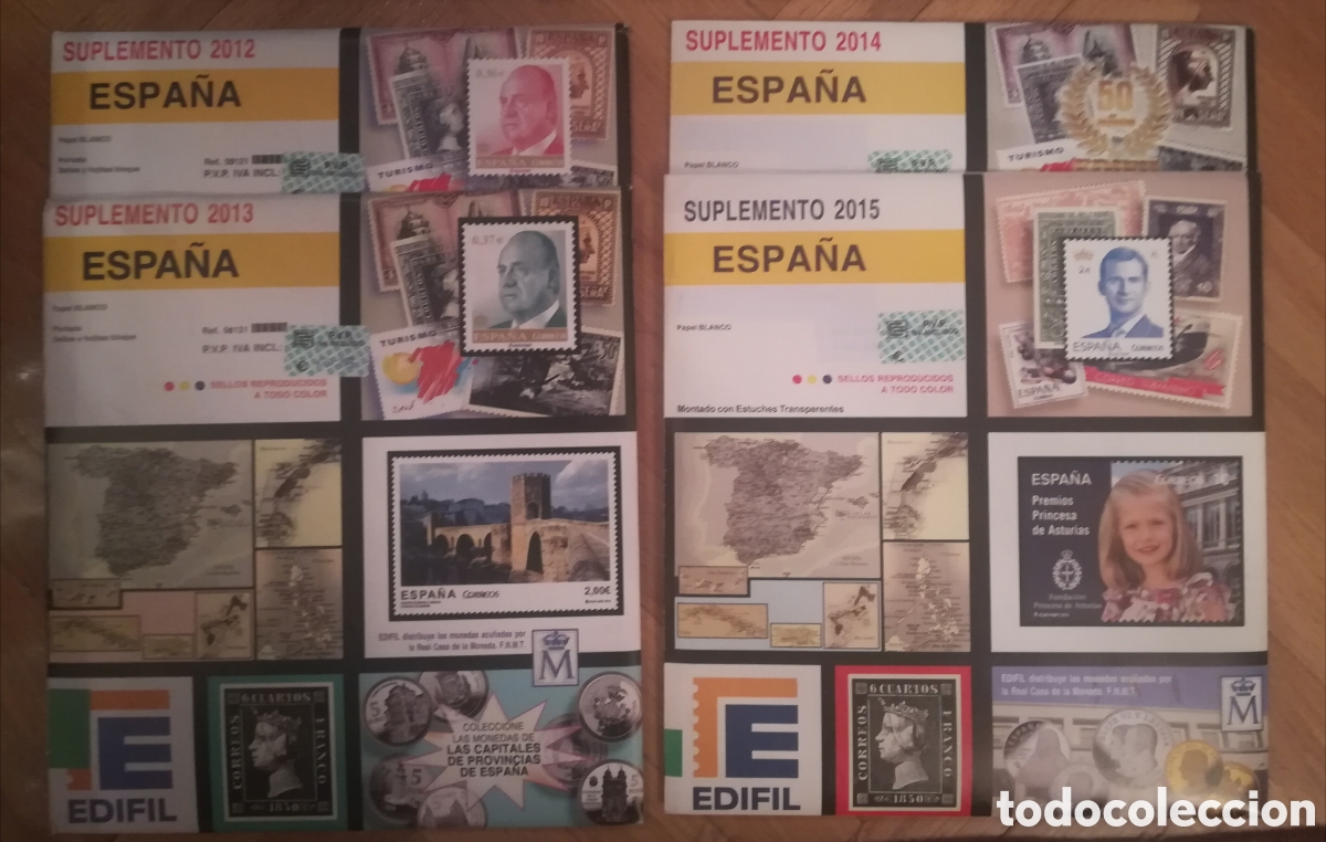 Sellos: Conjunto de 4 suplementos de los a&ntilde;os 2012, 13, 14 y 15 estuchados en transparente