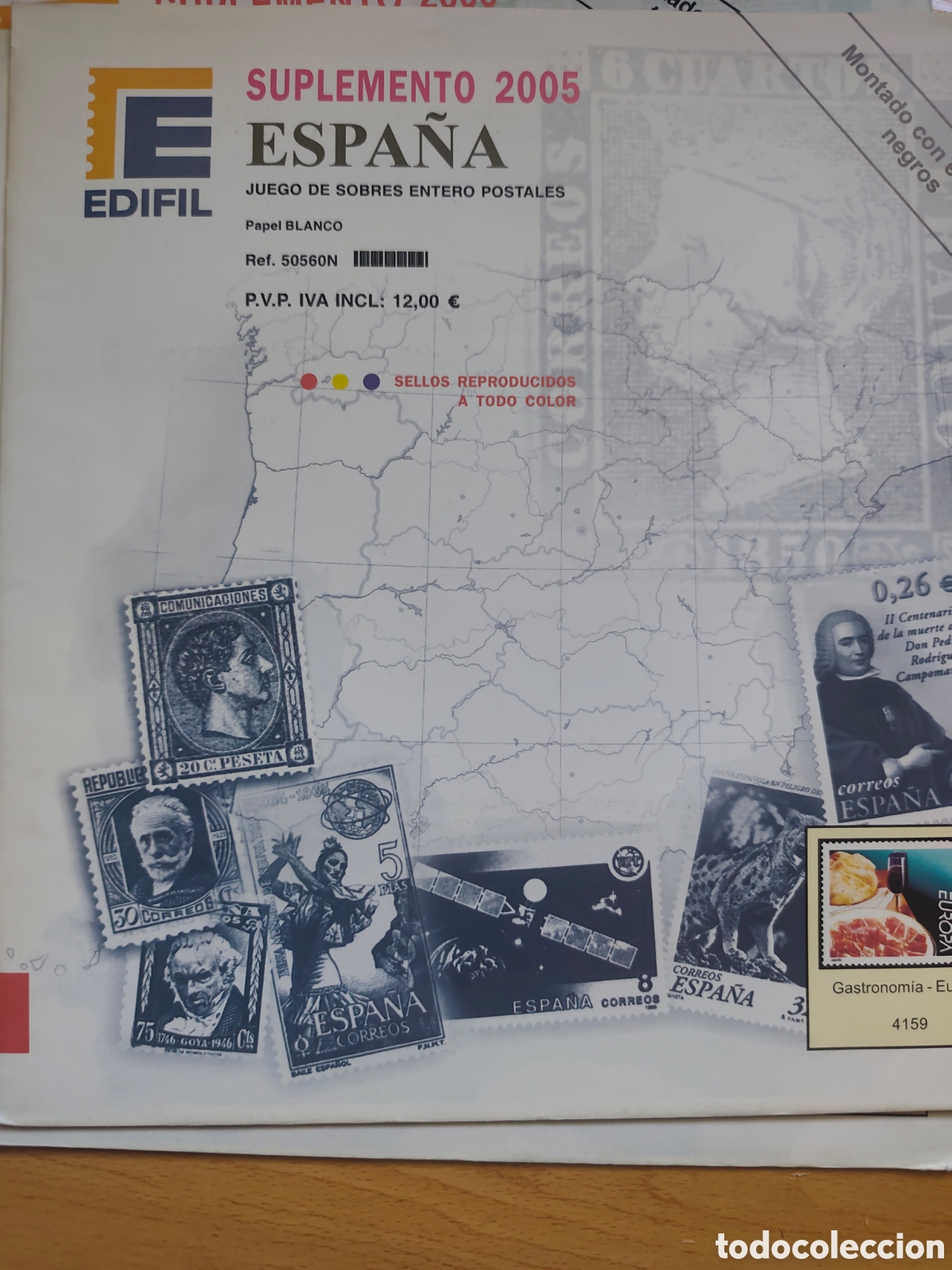 Sellos: SUPLEMENTO EDIFIL 2005 Juego de Sobres Enteros Postales MONTADO Negro ref 50560N P&aacute;g.56 a 60.