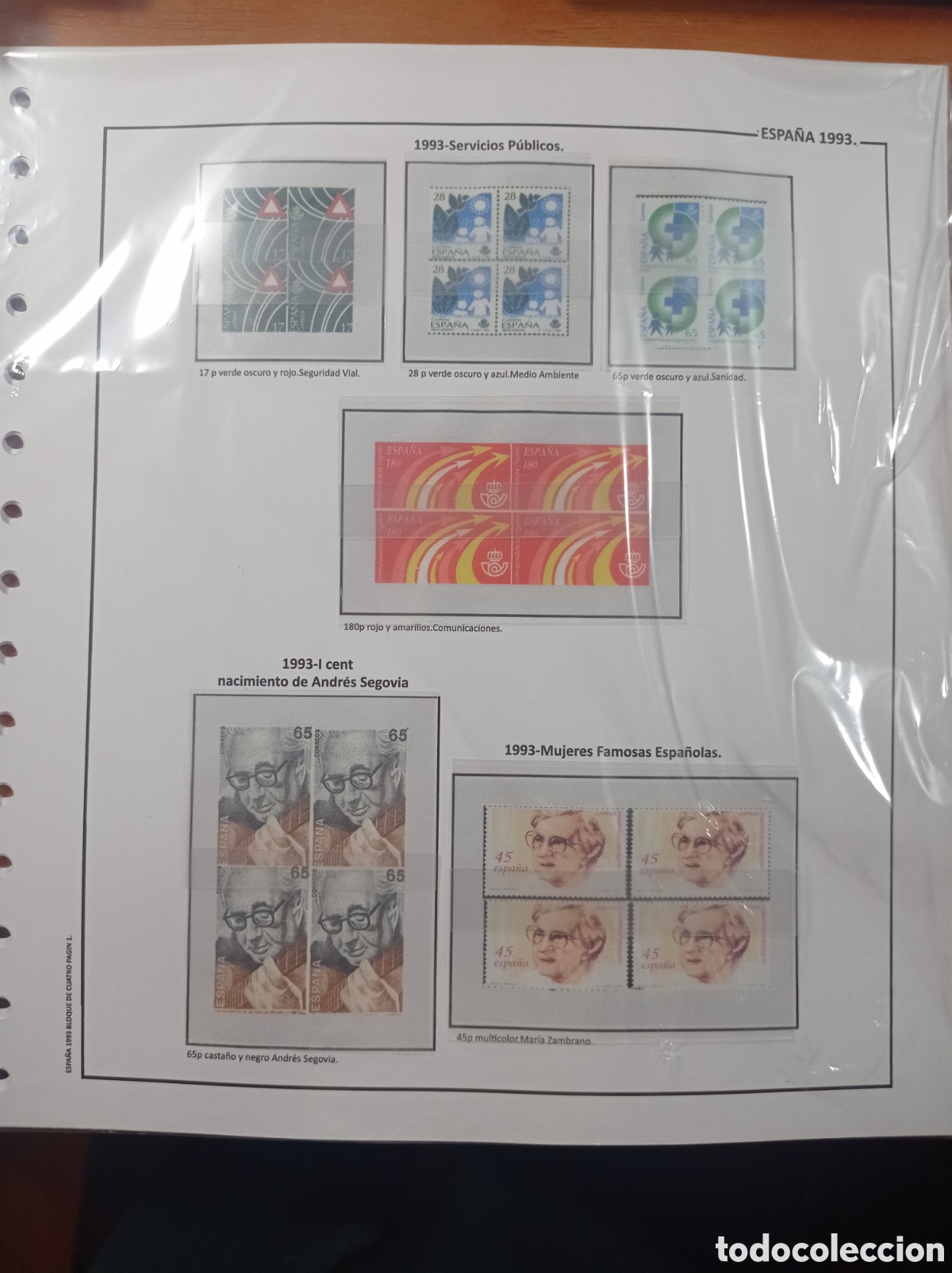 Stamps: Suplemento de Espa&ntilde;a 1993 anilla redonda bloque de cuatro montado en blanco nuevo a estrenar